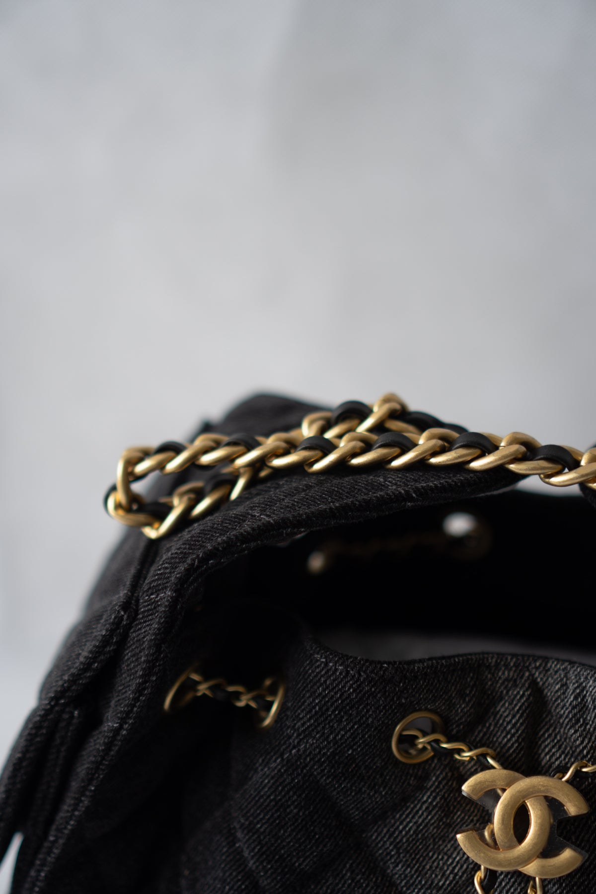 C25 Small - Black Washed Denim with Gold Hardware