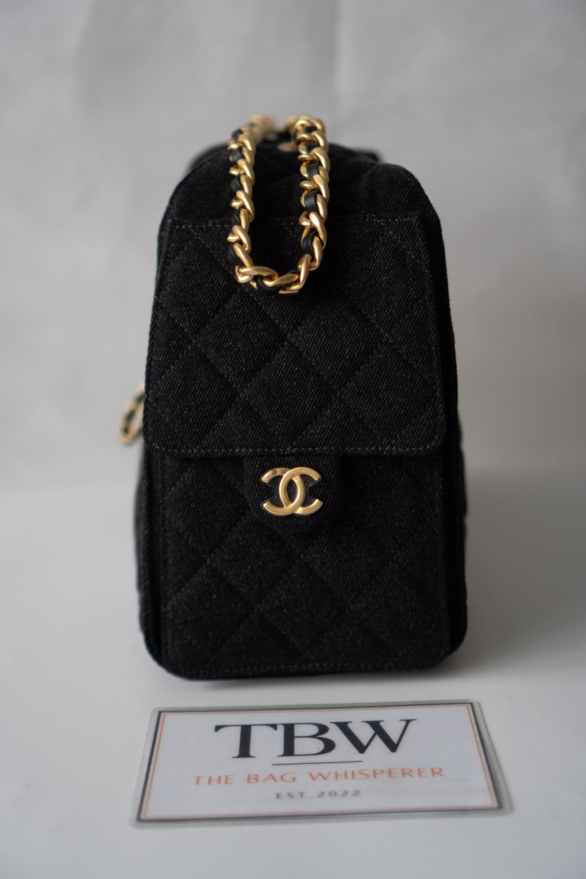 C25 Small - Black Washed Denim with Gold Hardware