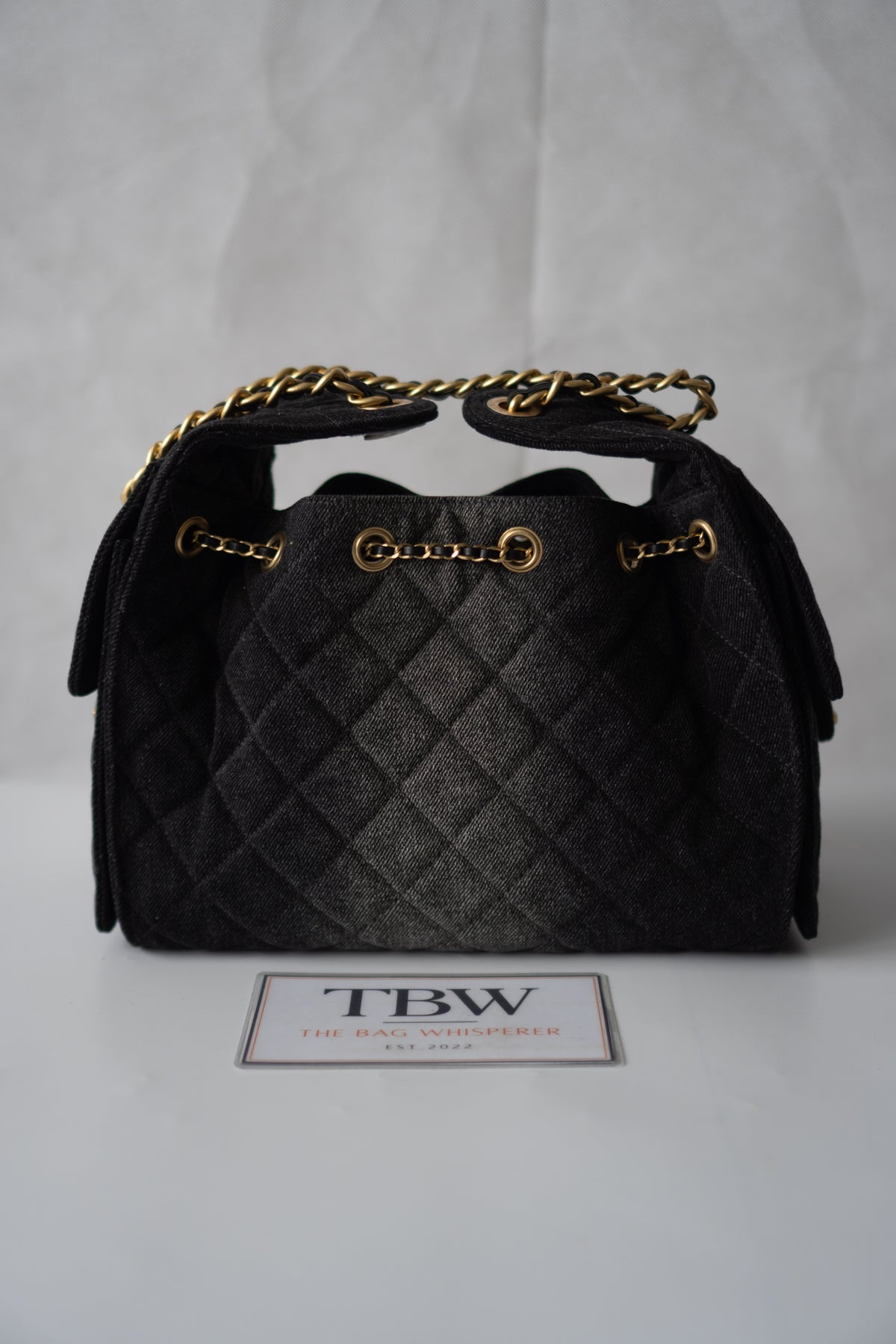 C25 Small - Black Washed Denim with Gold Hardware