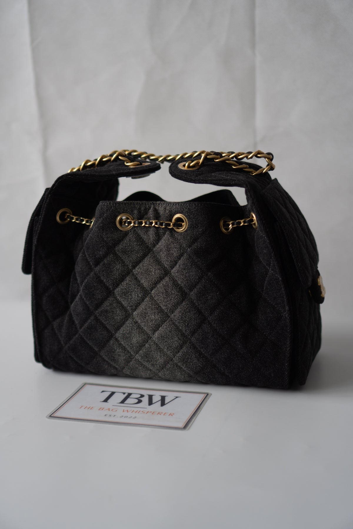 C25 Small - Black Washed Denim with Gold Hardware