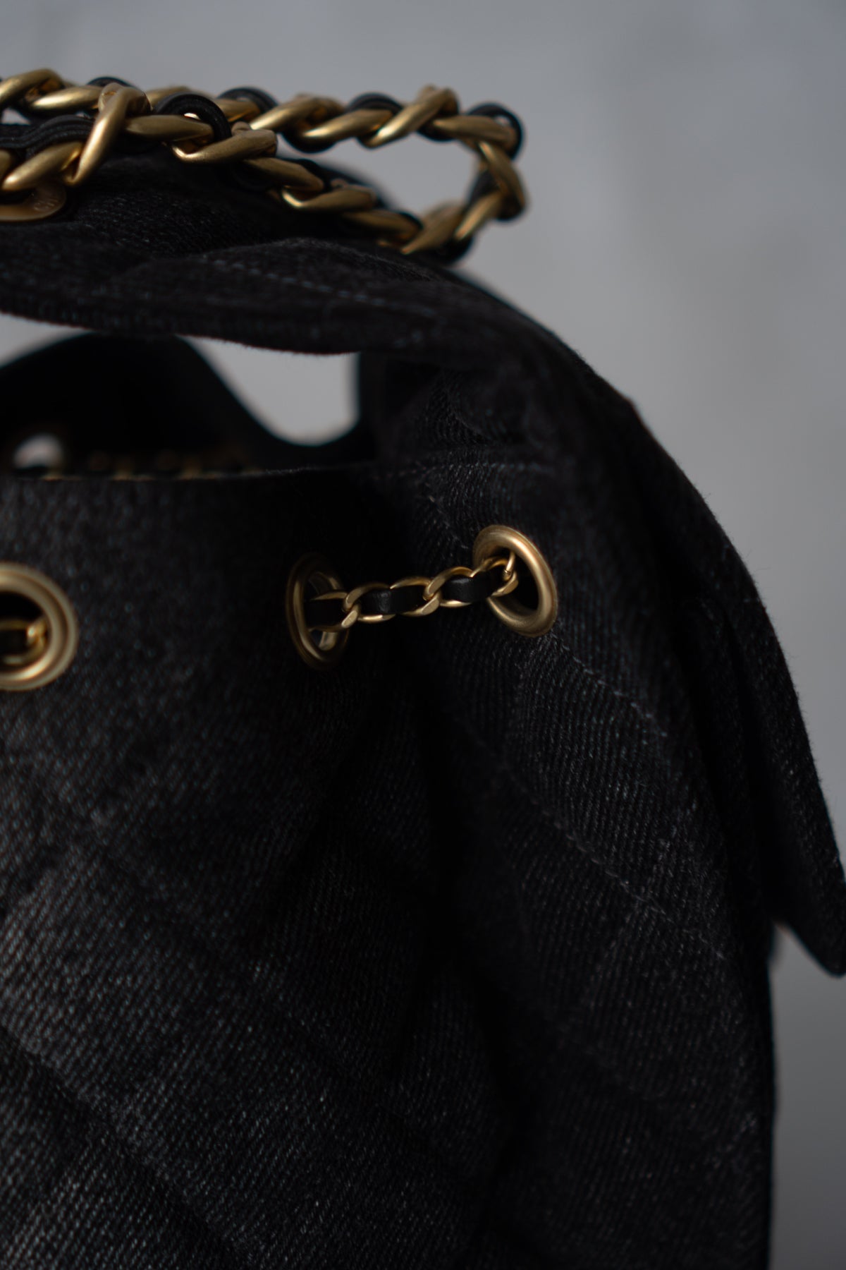 C25 Small - Black Washed Denim with Gold Hardware