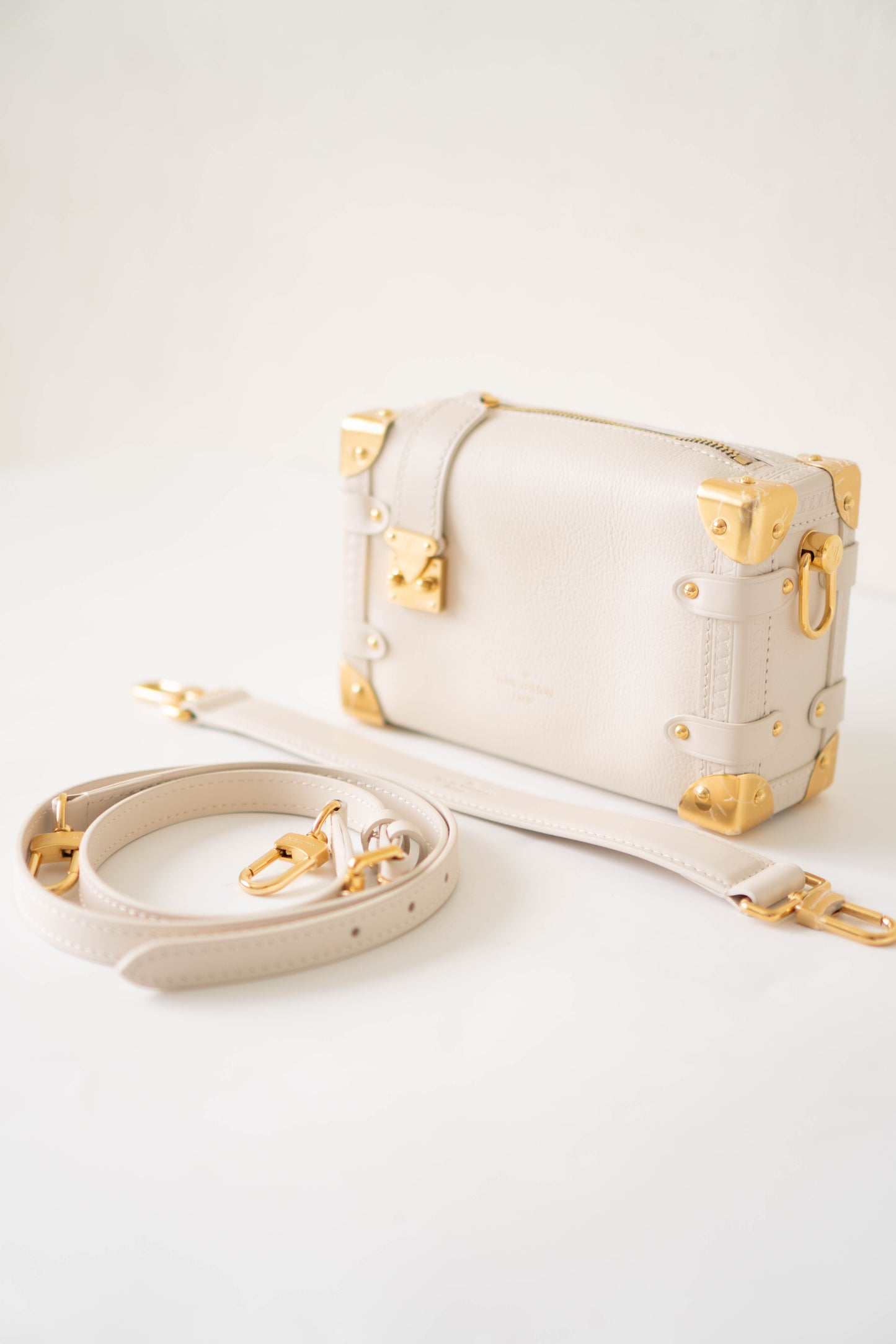 Side Trunk – Cream Empreinte Leather with Gold Hardware