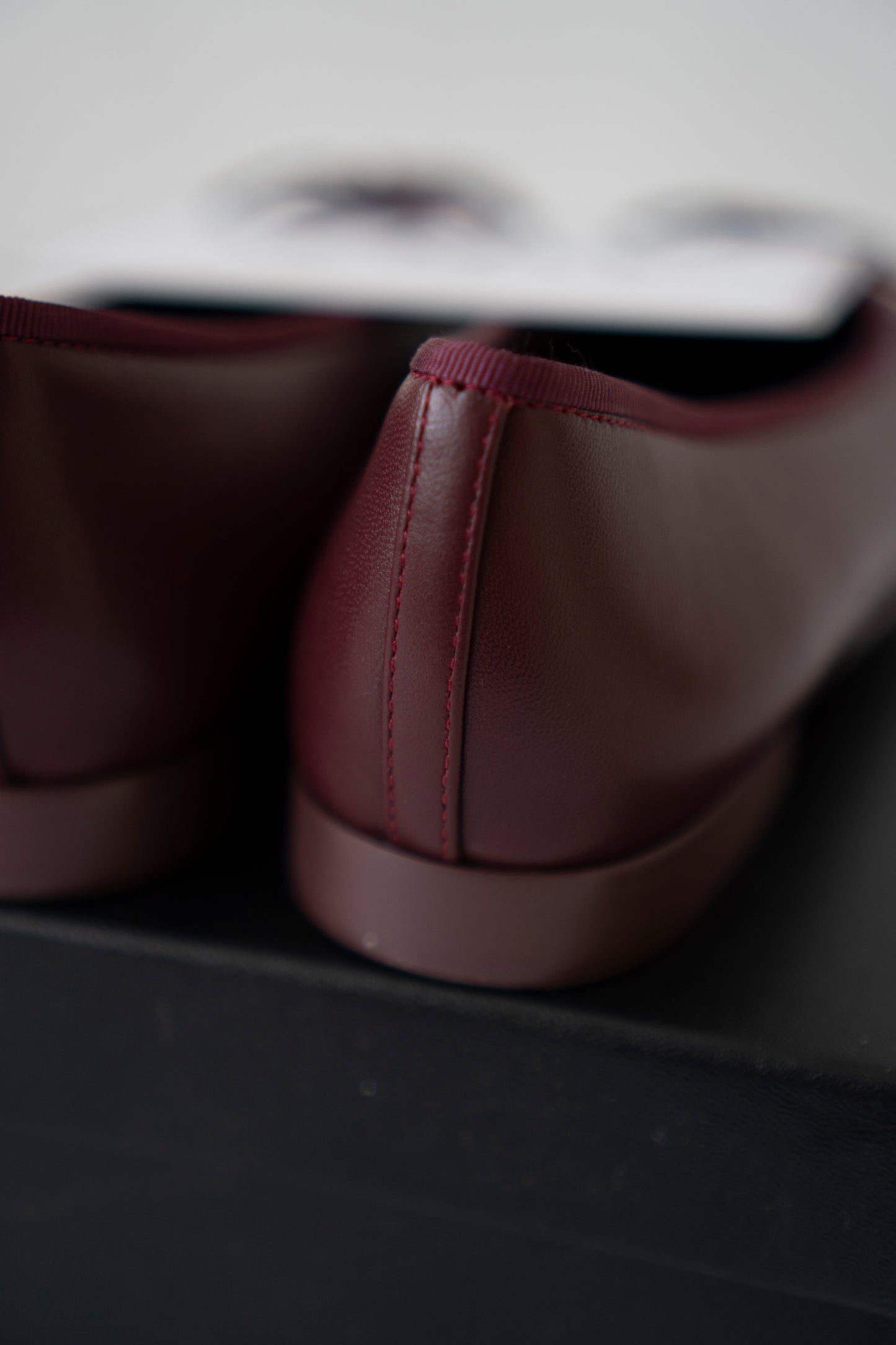 Two-Tone CC Ballerina Flats – Burgundy & Pink Lambskin