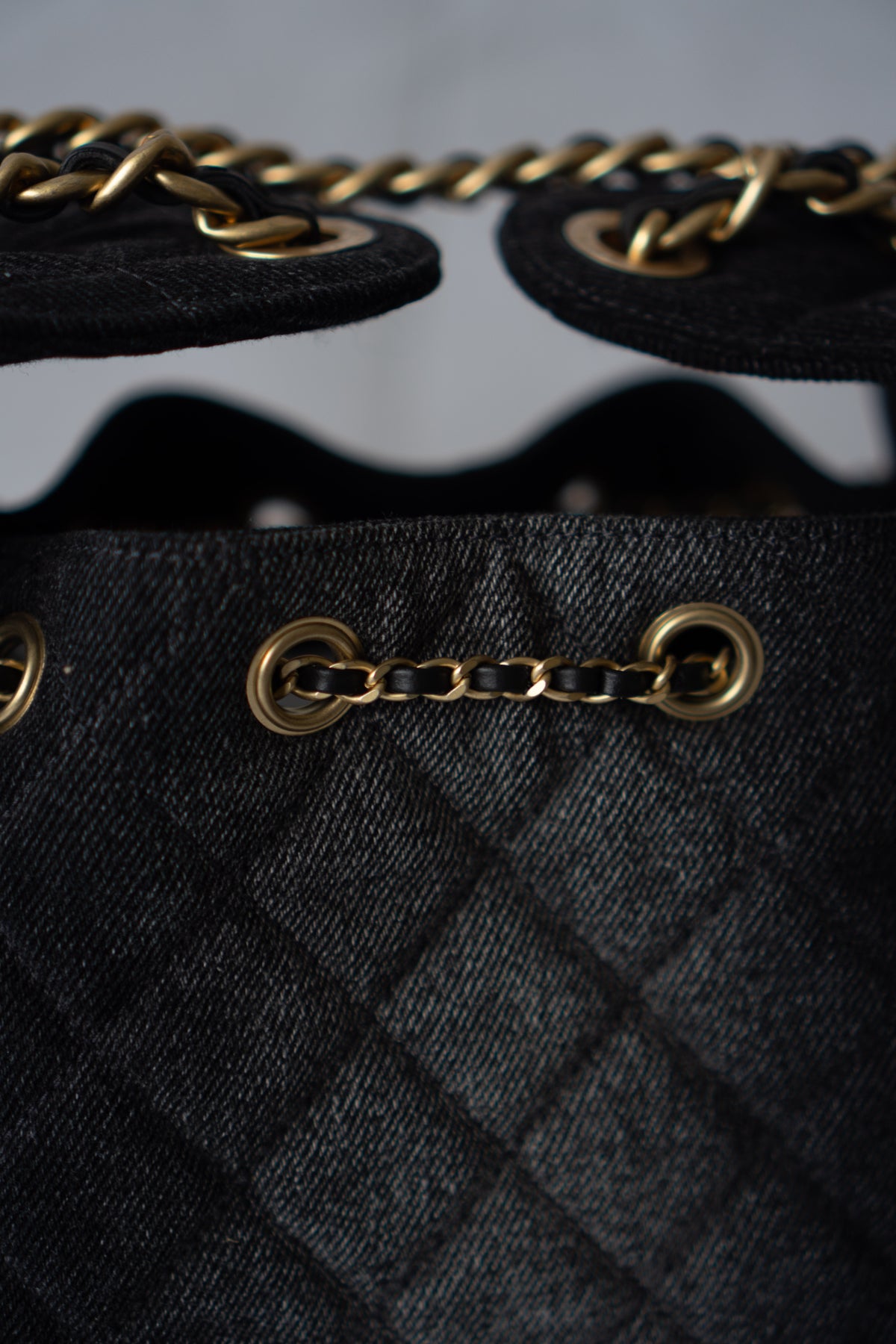 C25 Small - Black Washed Denim with Gold Hardware