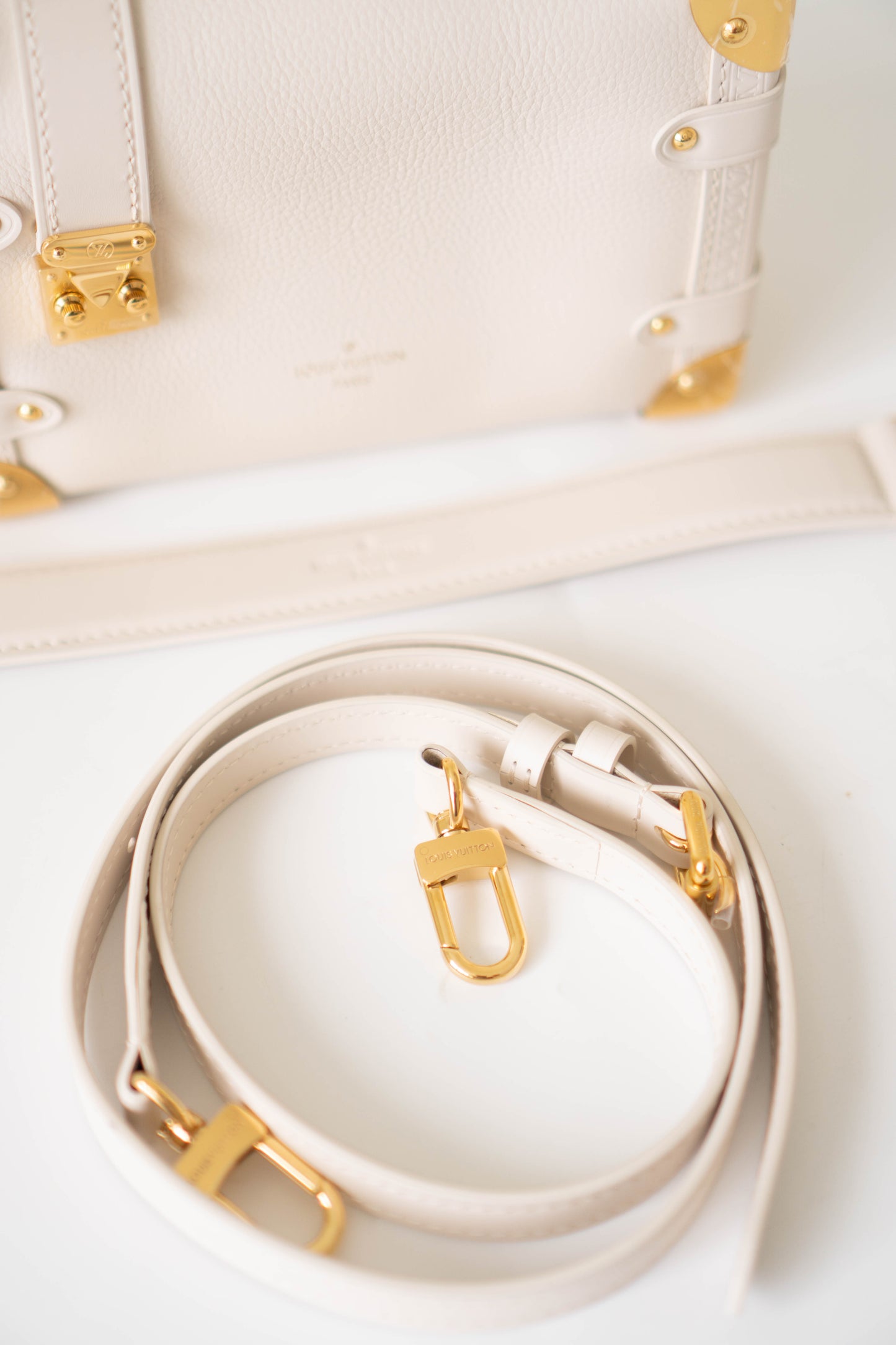 Side Trunk – Cream Empreinte Leather with Gold Hardware