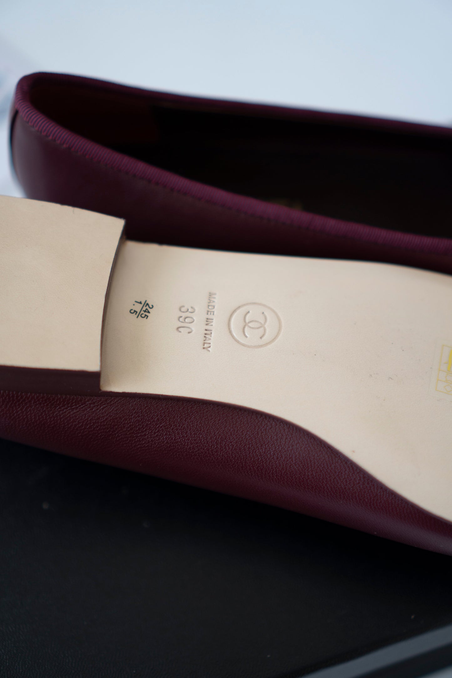 Two-Tone CC Ballerina Flats – Burgundy & Pink Lambskin