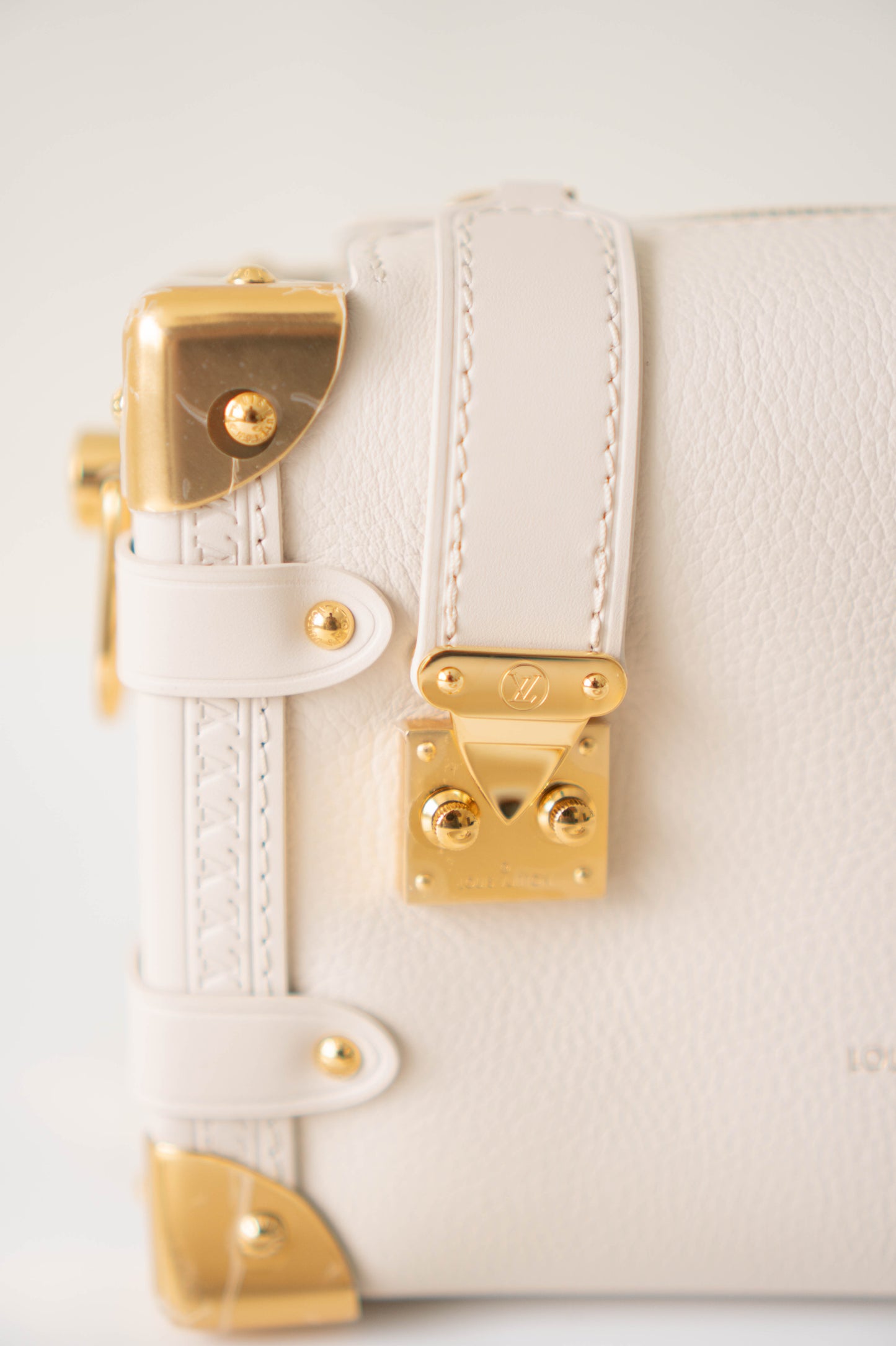 Side Trunk – Cream Empreinte Leather with Gold Hardware