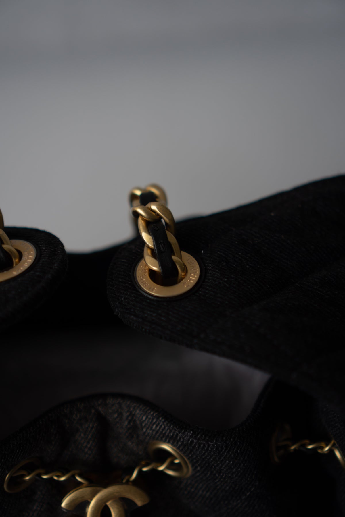 C25 Small - Black Washed Denim with Gold Hardware