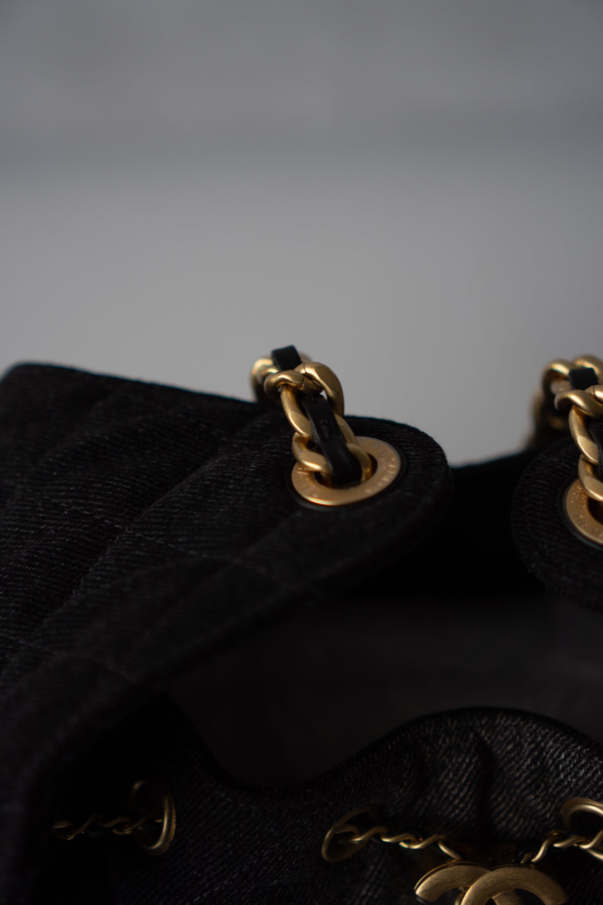 C25 Small - Black Washed Denim with Gold Hardware