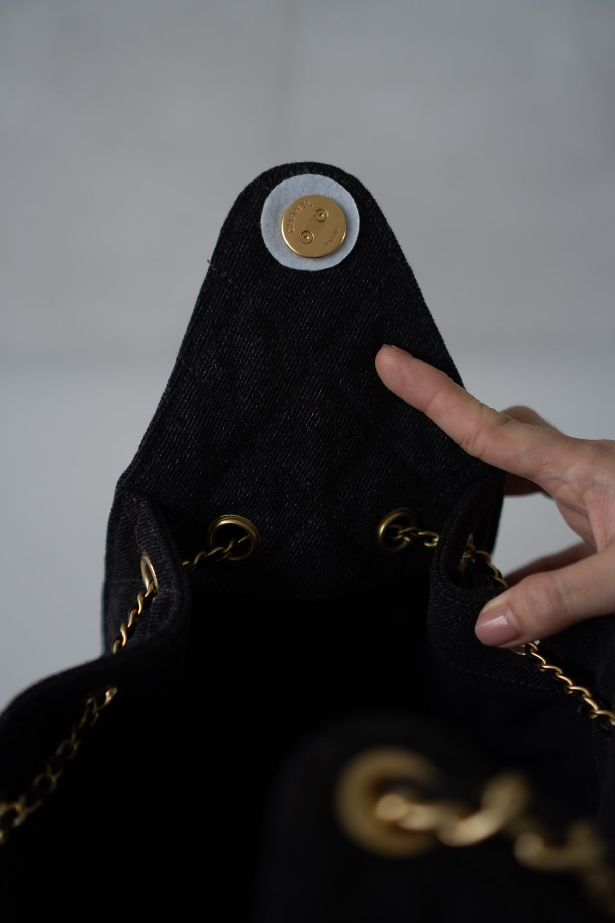 C25 Small - Black Washed Denim with Gold Hardware