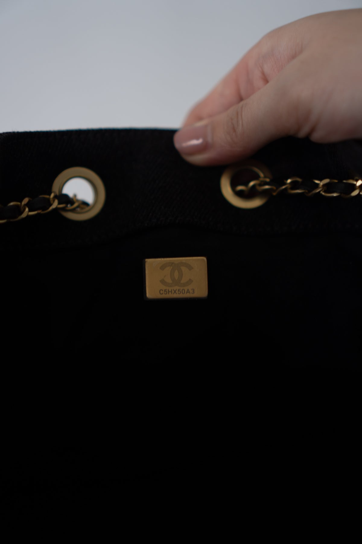 C25 Small - Black Washed Denim with Gold Hardware