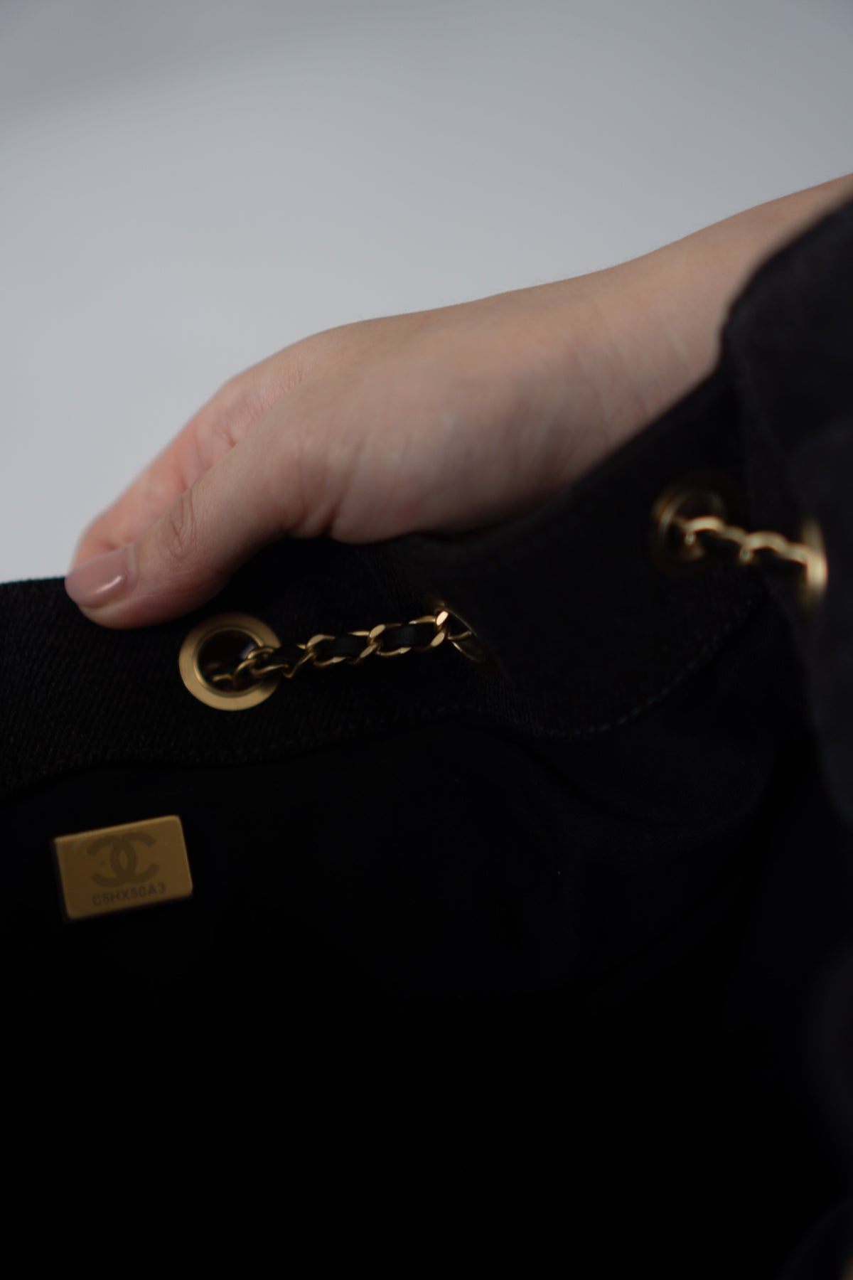 C25 Small - Black Washed Denim with Gold Hardware