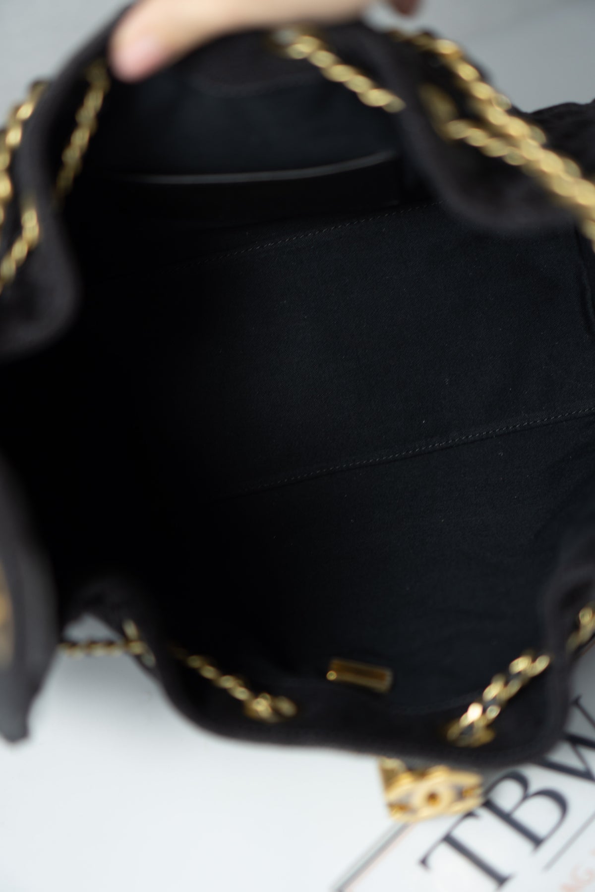 C25 Small - Black Washed Denim with Gold Hardware