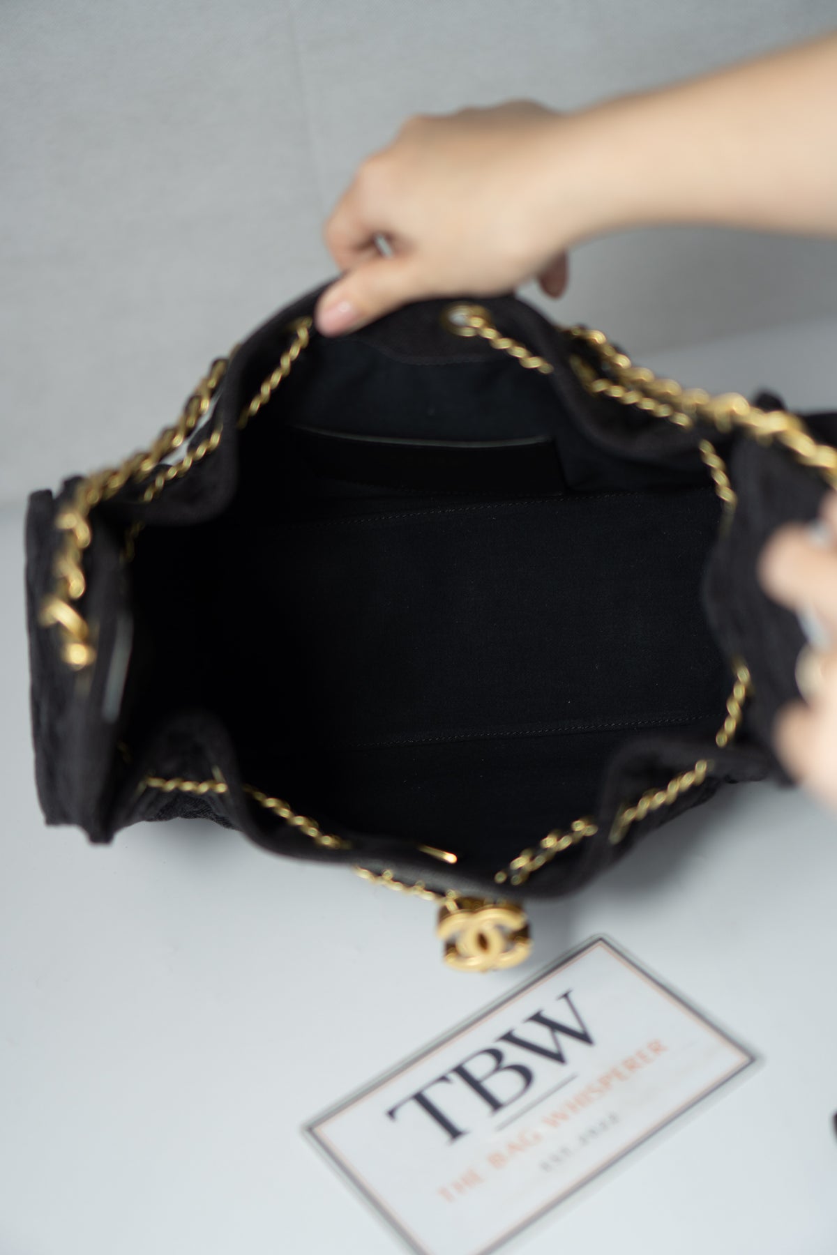 C25 Small - Black Washed Denim with Gold Hardware