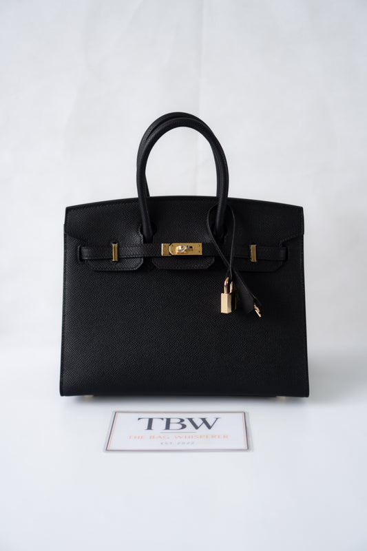 BK 25 Sellier – Black Epsom Leather with Gold Hardware