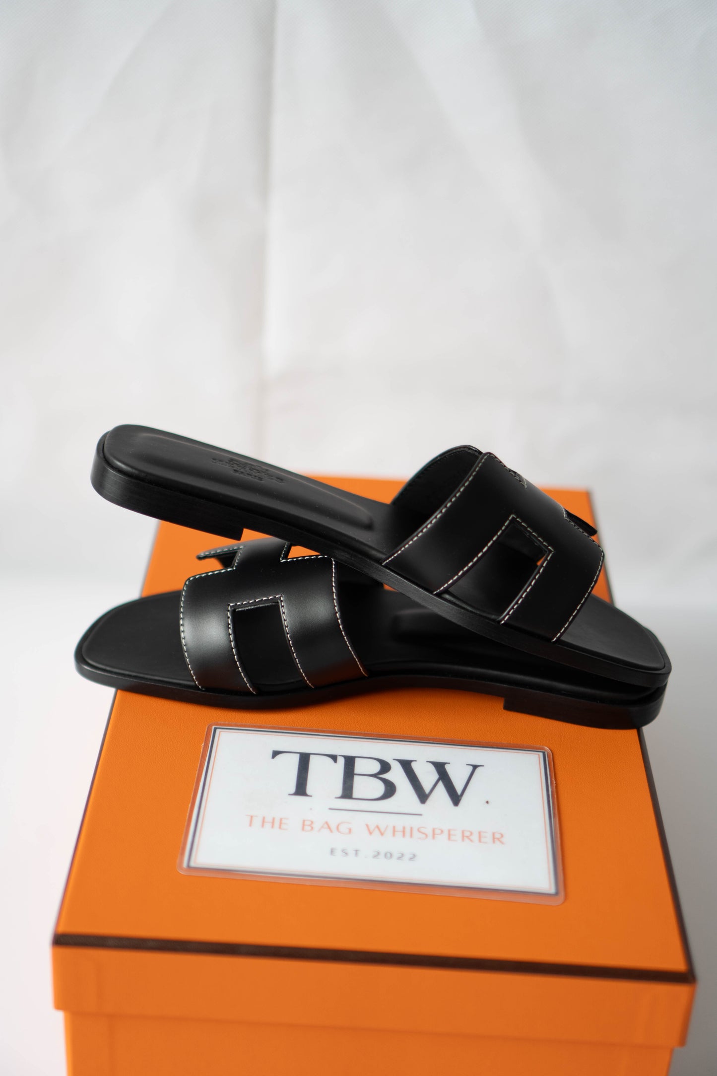 Oran Black Smooth Leather Contrast-Stitch Sandals