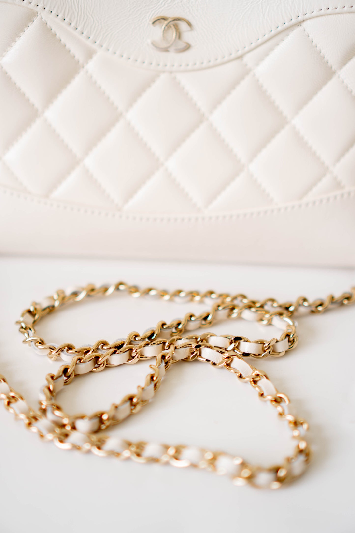 C 31 Nano in Pearl White Calfskin with Gold Hardware