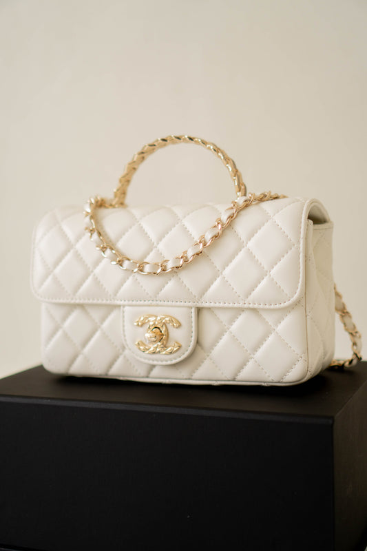 Mini Top Handle Flap – Quilted Lambskin with Gold Hardware