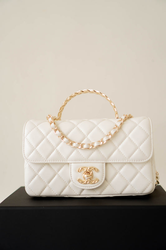 Mini Top Handle Flap – Quilted Lambskin with Gold Hardware