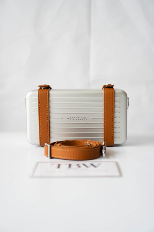 Aluminum Crossbody Case – Silver with Desert Sand Leather