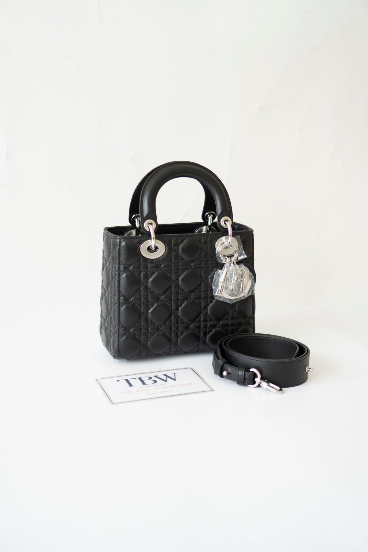 Lady D Small – Black Lambskin with Silver Hardware