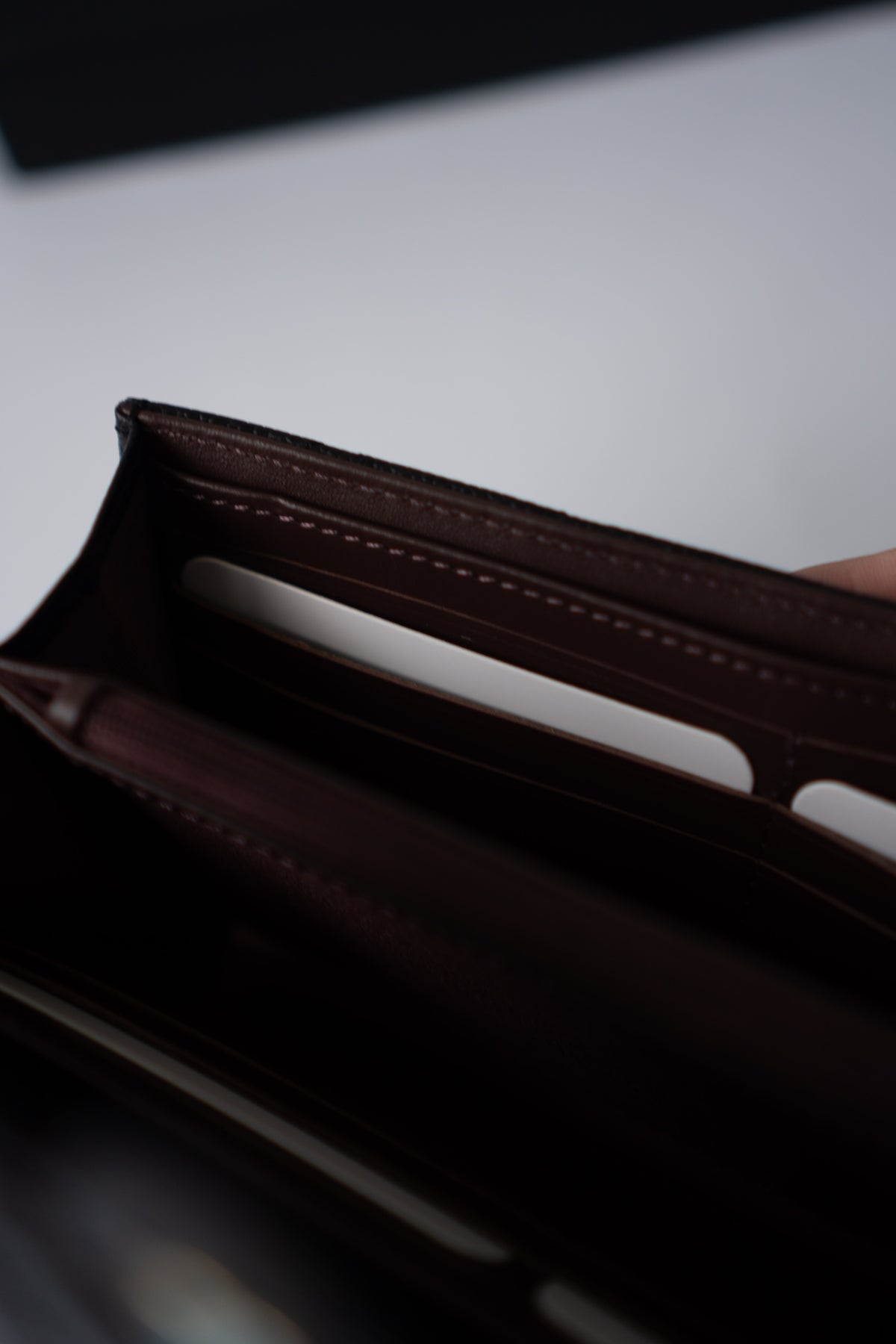 Classic Flap Long Wallet – Black Caviar Leather with Iridescent Hardware