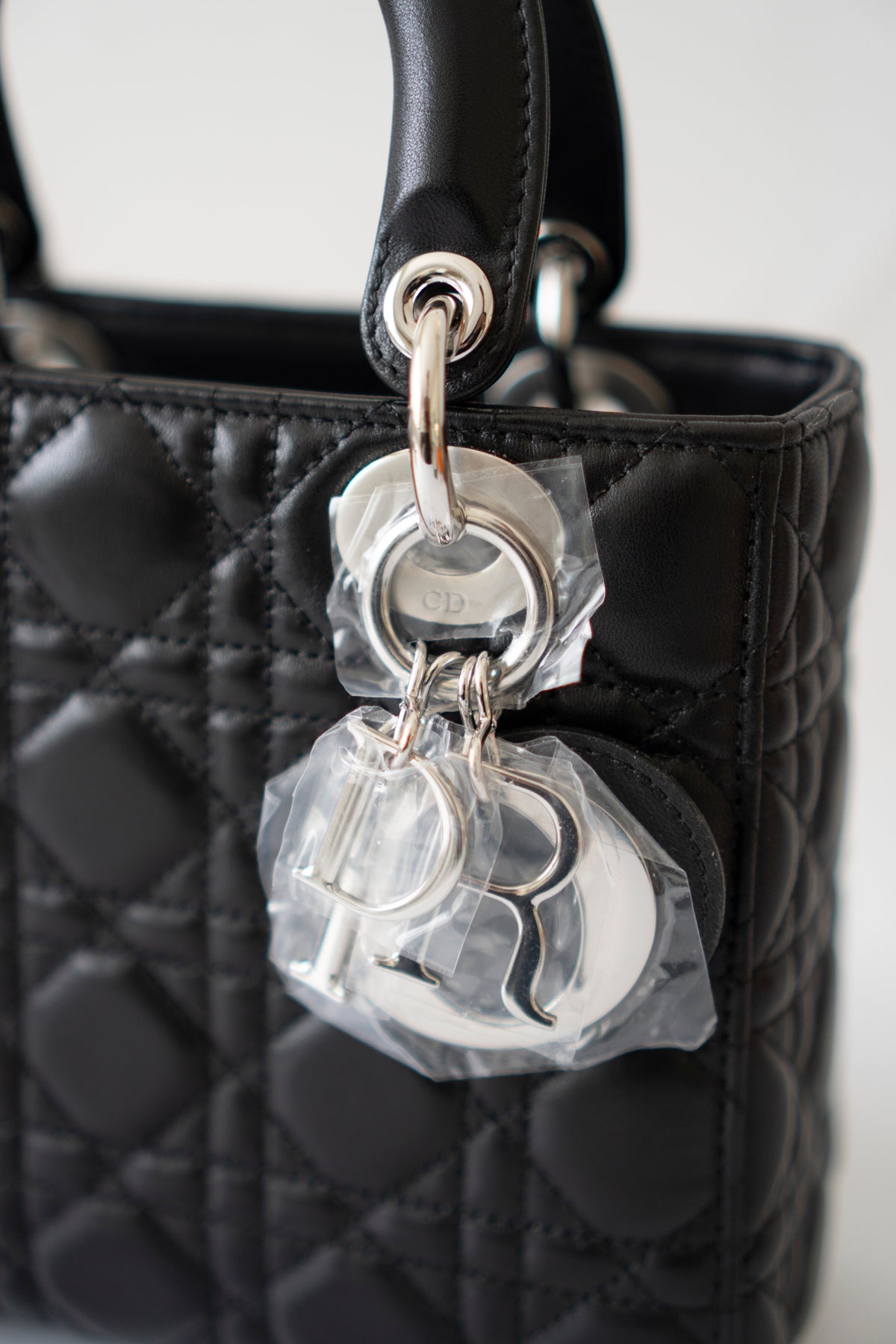 Lady D Small – Black Lambskin with Silver Hardware