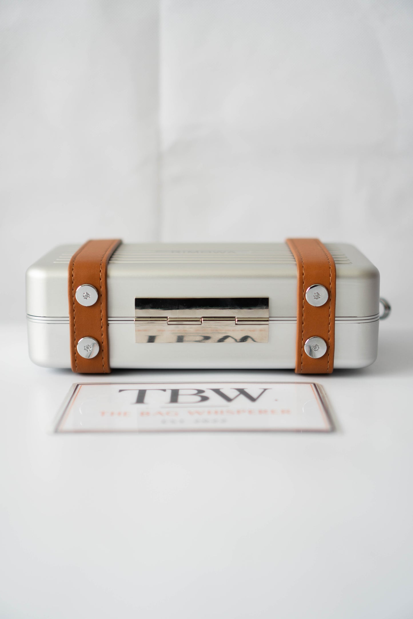 Aluminum Crossbody Case – Silver with Desert Sand Leather
