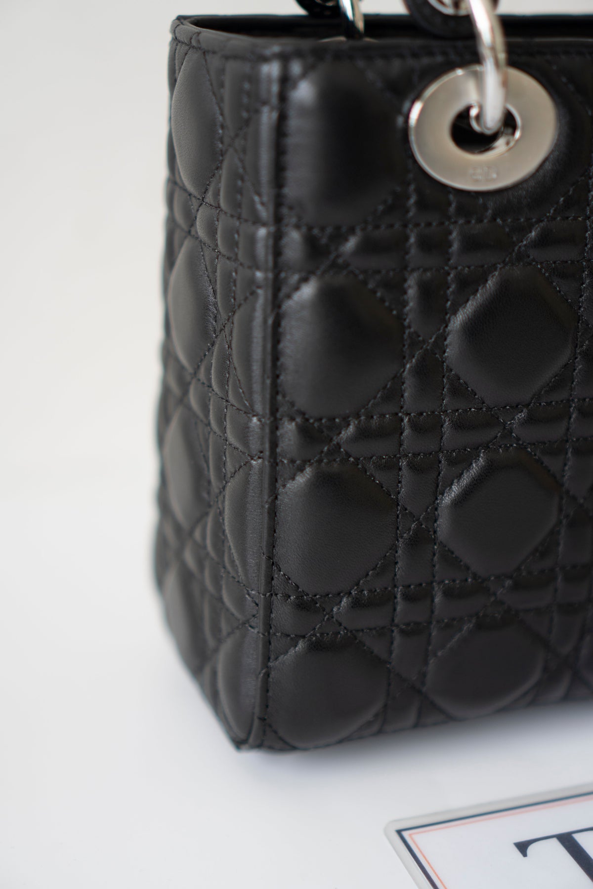 Lady D Small – Black Lambskin with Silver Hardware