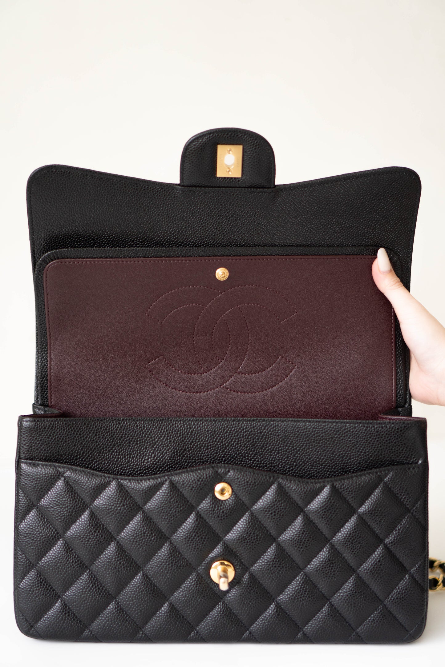 Jumbo Classic Flap – Black Caviar Leather with Gold Hardware