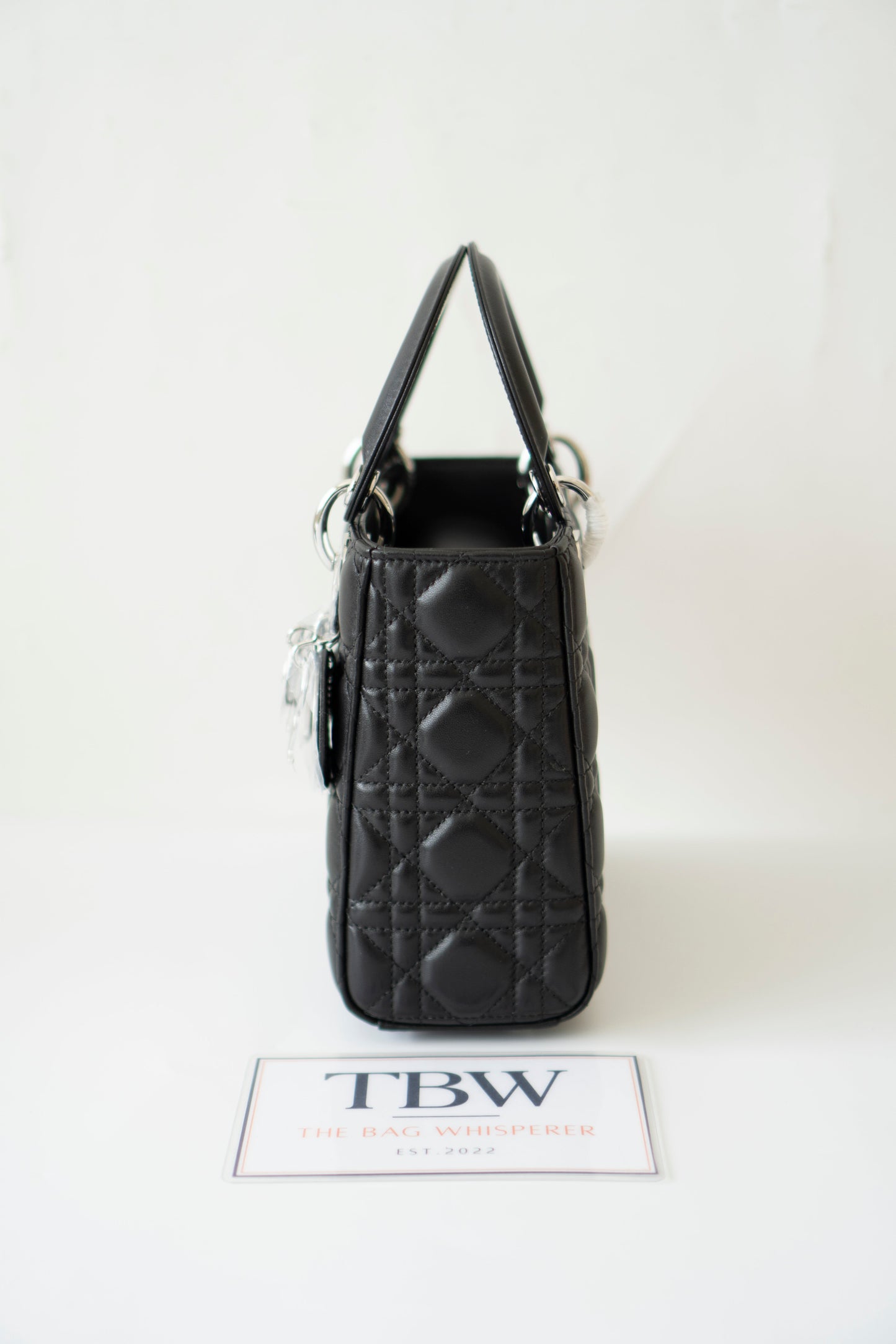 Lady D Small – Black Lambskin with Silver Hardware