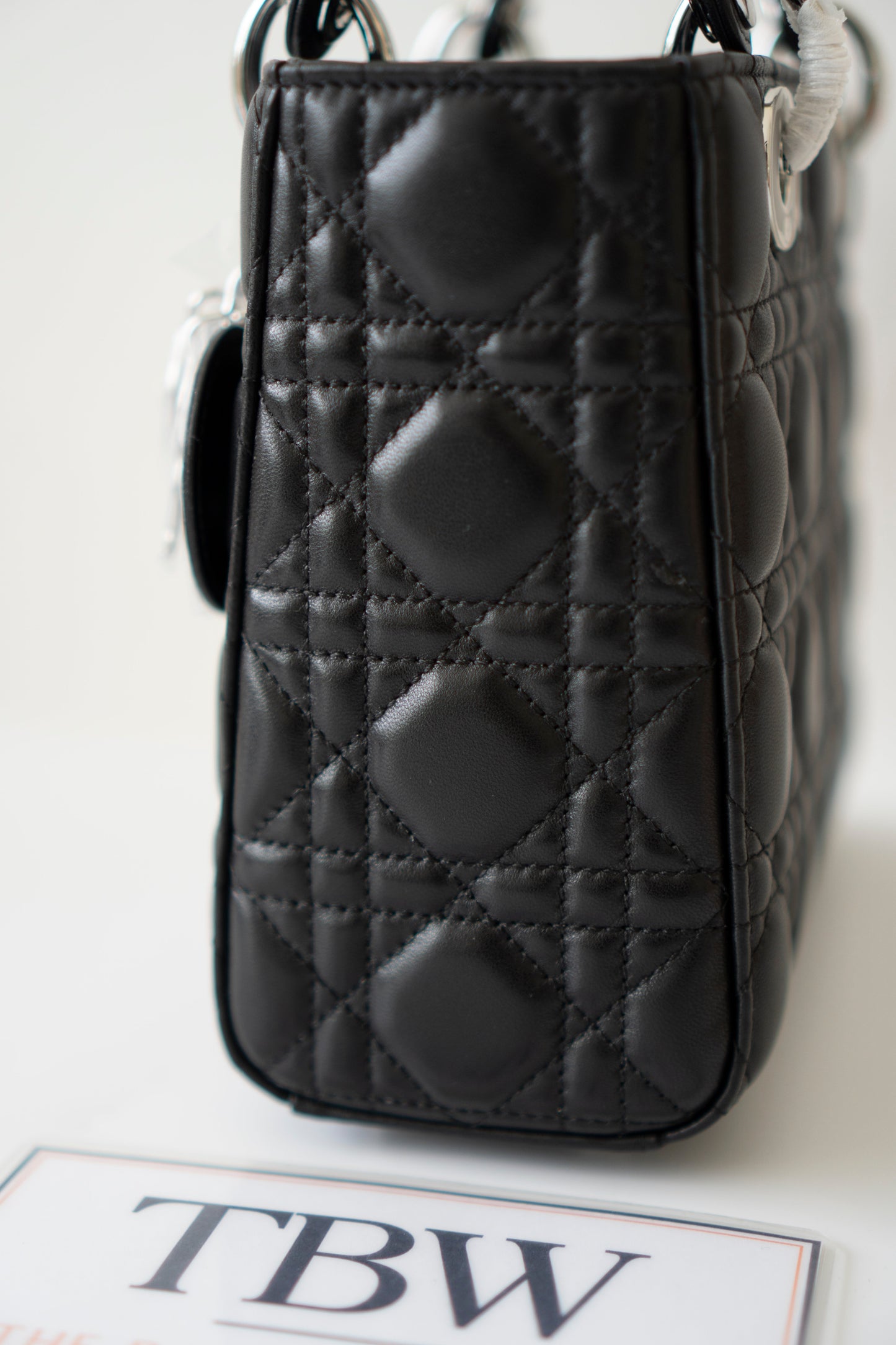 Lady D Small – Black Lambskin with Silver Hardware