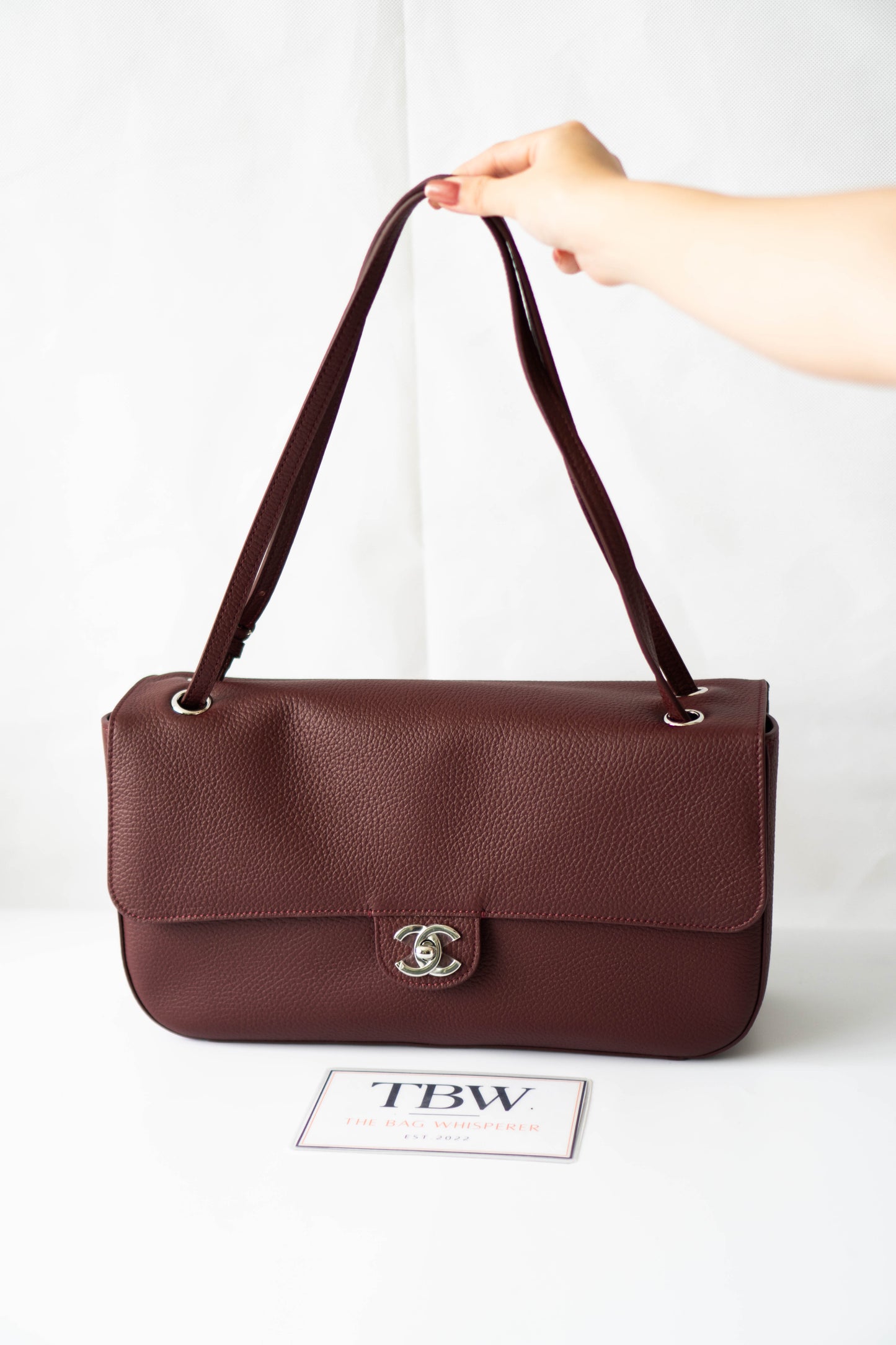 Maxi "Souplissimo" Flap Bag – Burgundy Caviar with Silver Hardware
