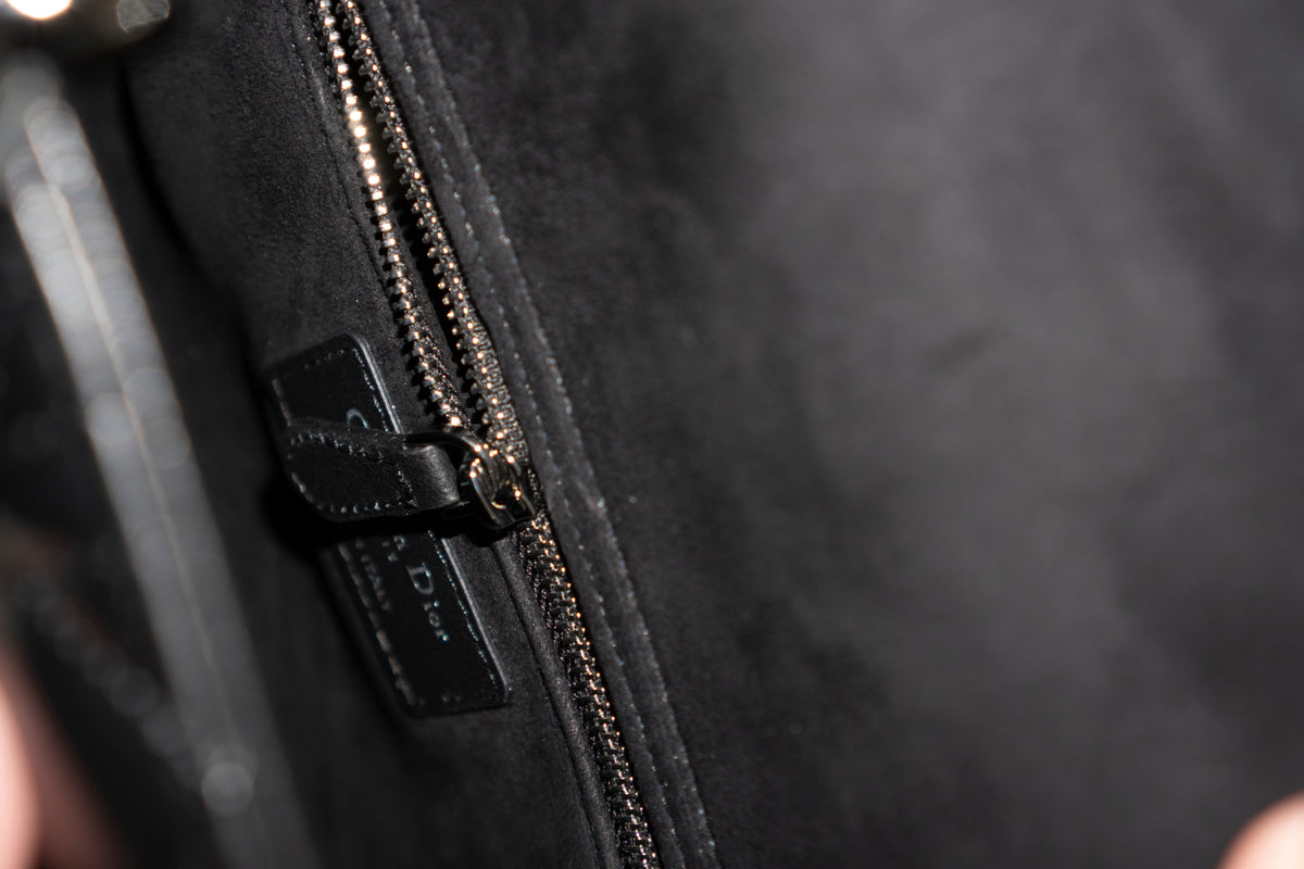 Lady D Small – Black Lambskin with Silver Hardware