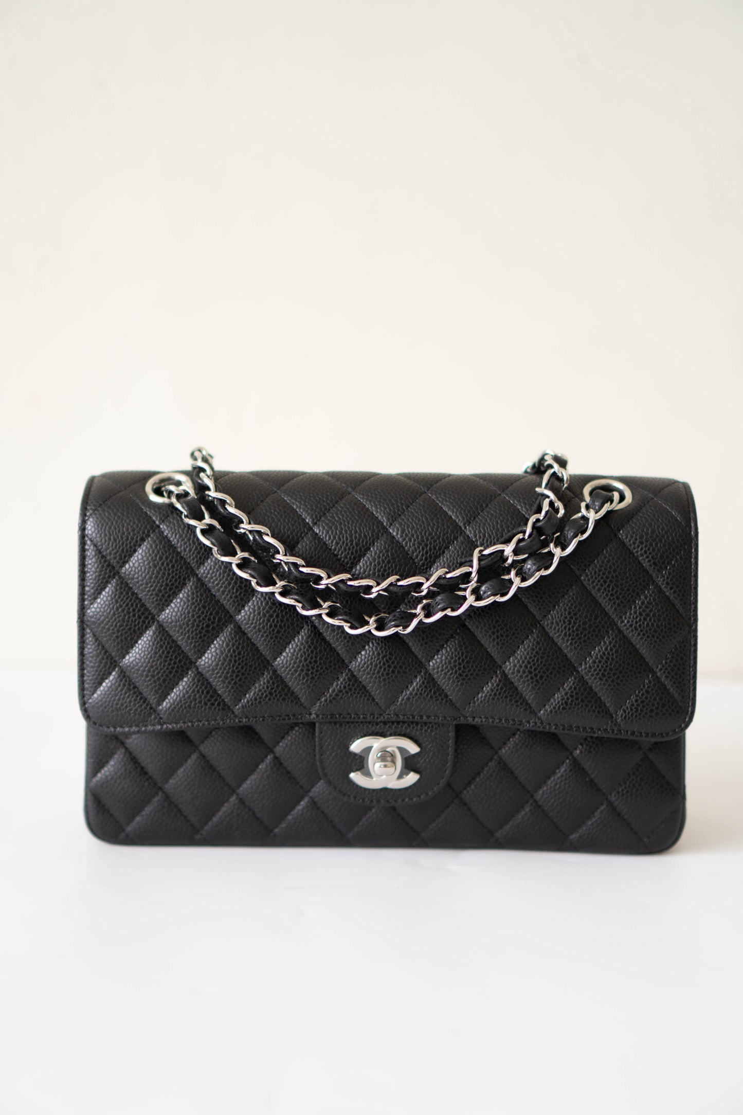 Classic Flap Medium – Black Caviar Leather with Silver Hardware