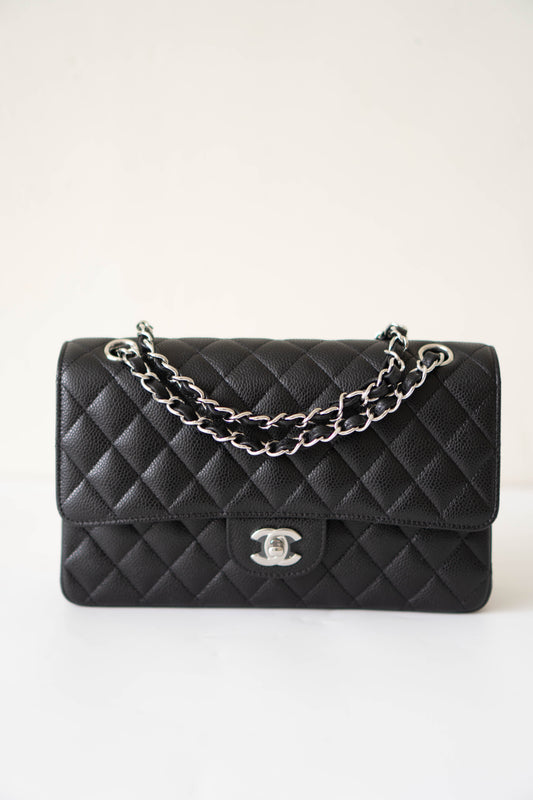 Classic Flap Medium – Black Caviar Leather with Silver Hardware