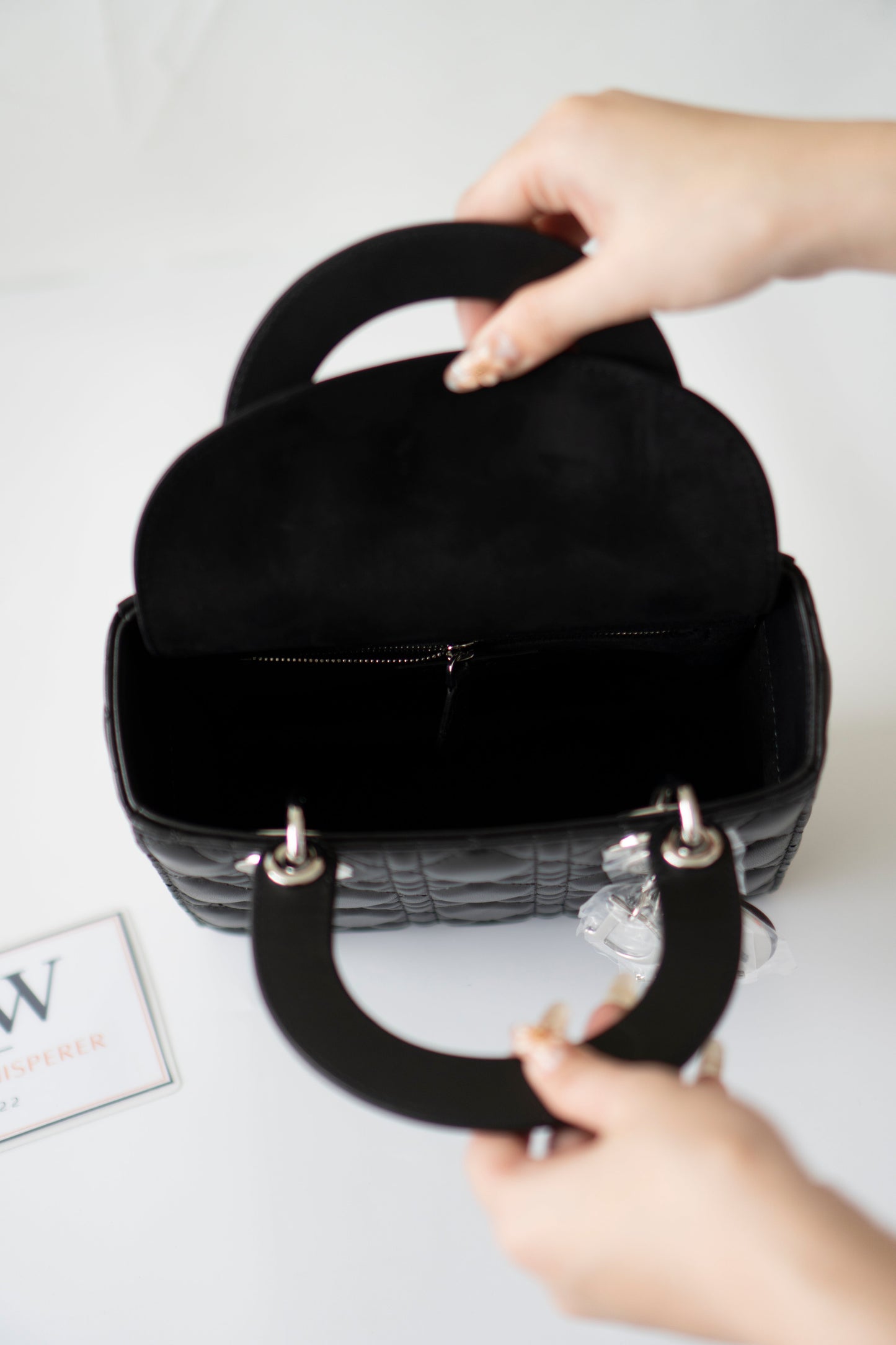 Lady D Small – Black Lambskin with Silver Hardware