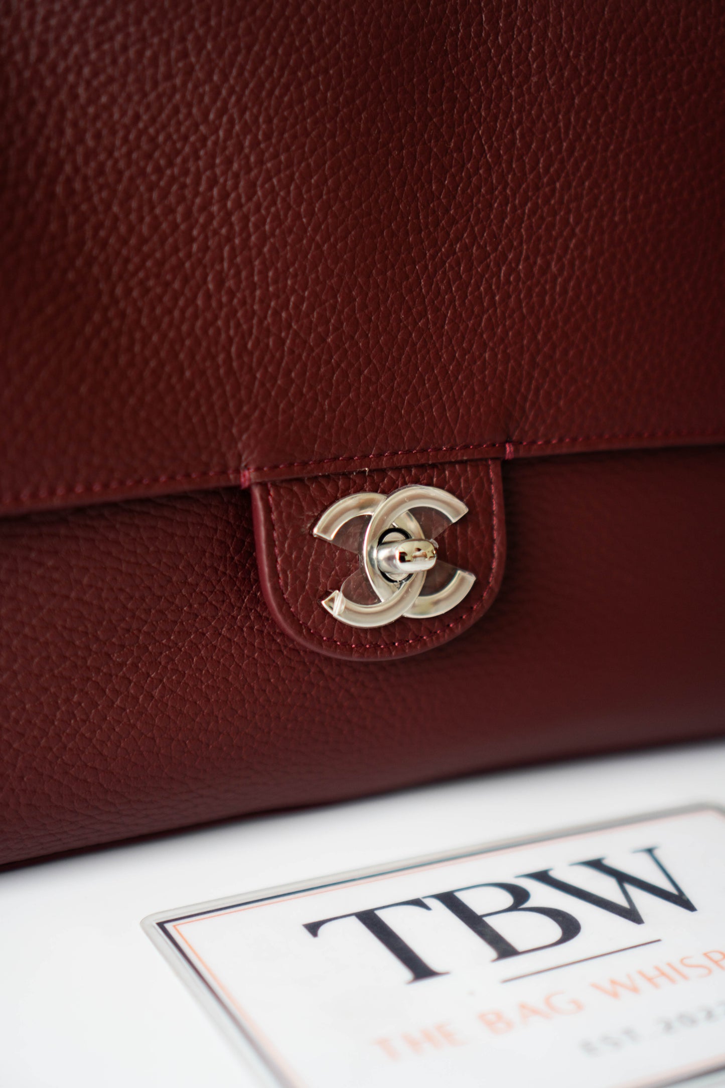Maxi "Souplissimo" Flap Bag – Burgundy Caviar with Silver Hardware