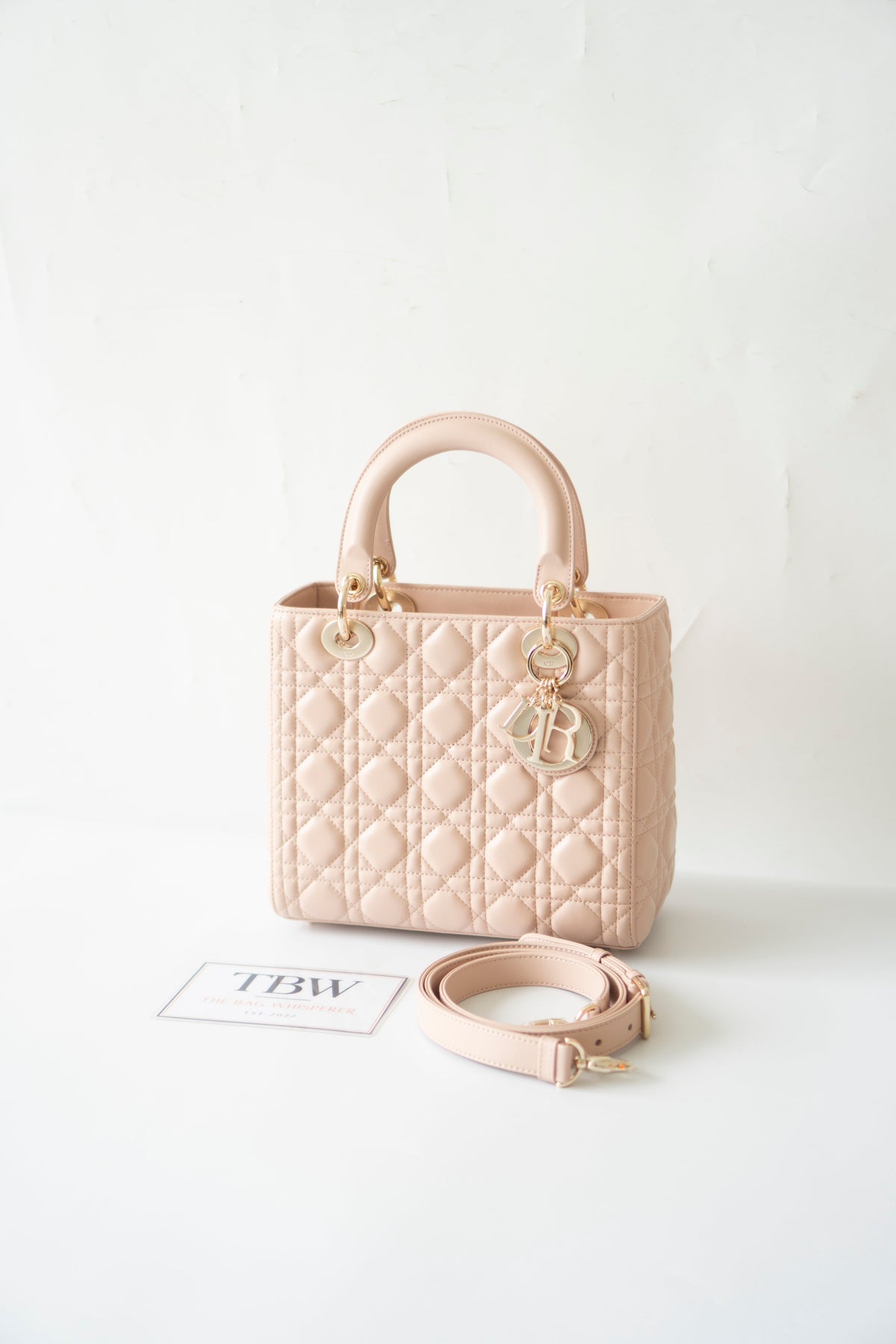 Lady D Medium – Powder Pink Lambskin with Light Gold Hardware