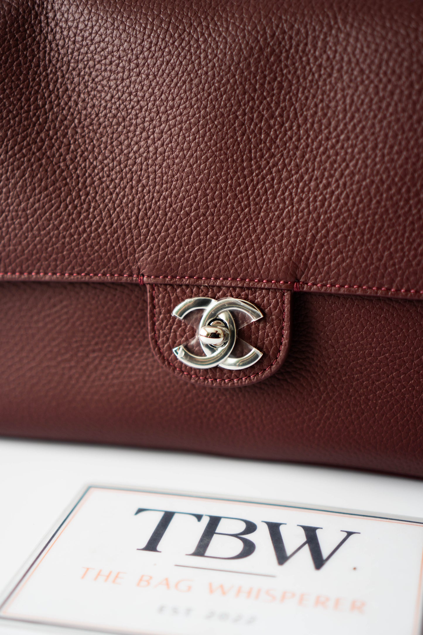 Maxi "Souplissimo" Flap Bag – Burgundy Caviar with Silver Hardware