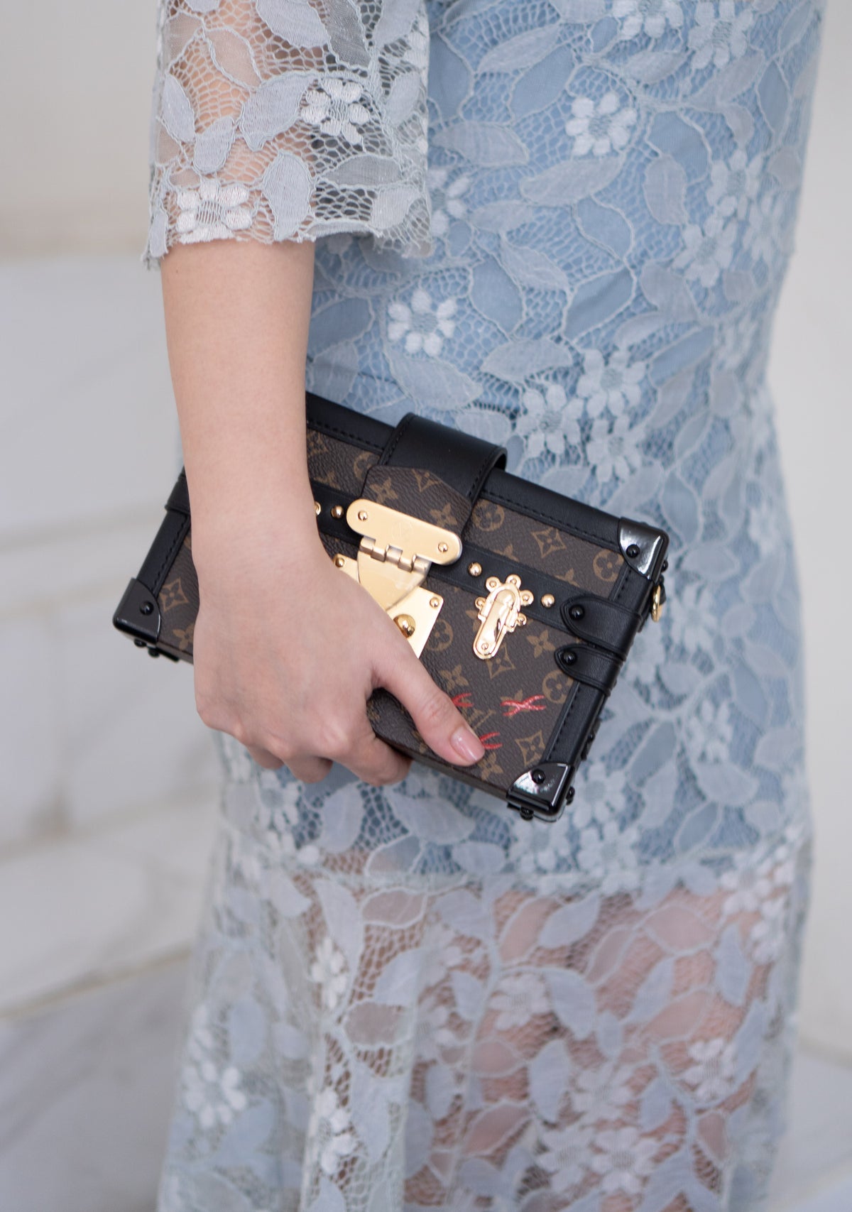 Petite Malle – Monogram Canvas with Black Calfskin & Gold-Tone Hardware