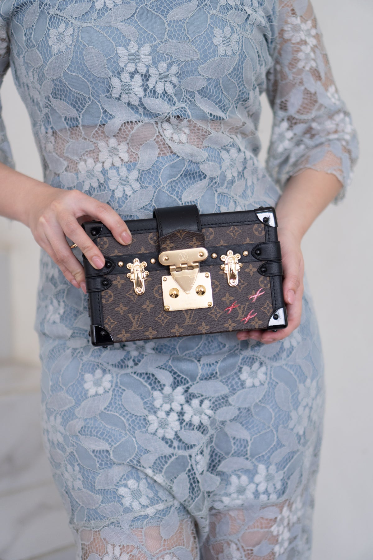 Petite Malle – Monogram Canvas with Black Calfskin & Gold-Tone Hardware