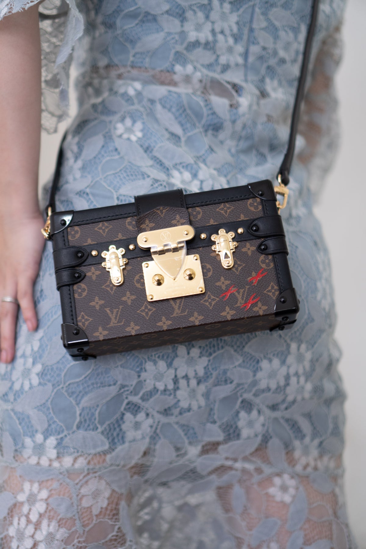 Petite Malle – Monogram Canvas with Black Calfskin & Gold-Tone Hardware