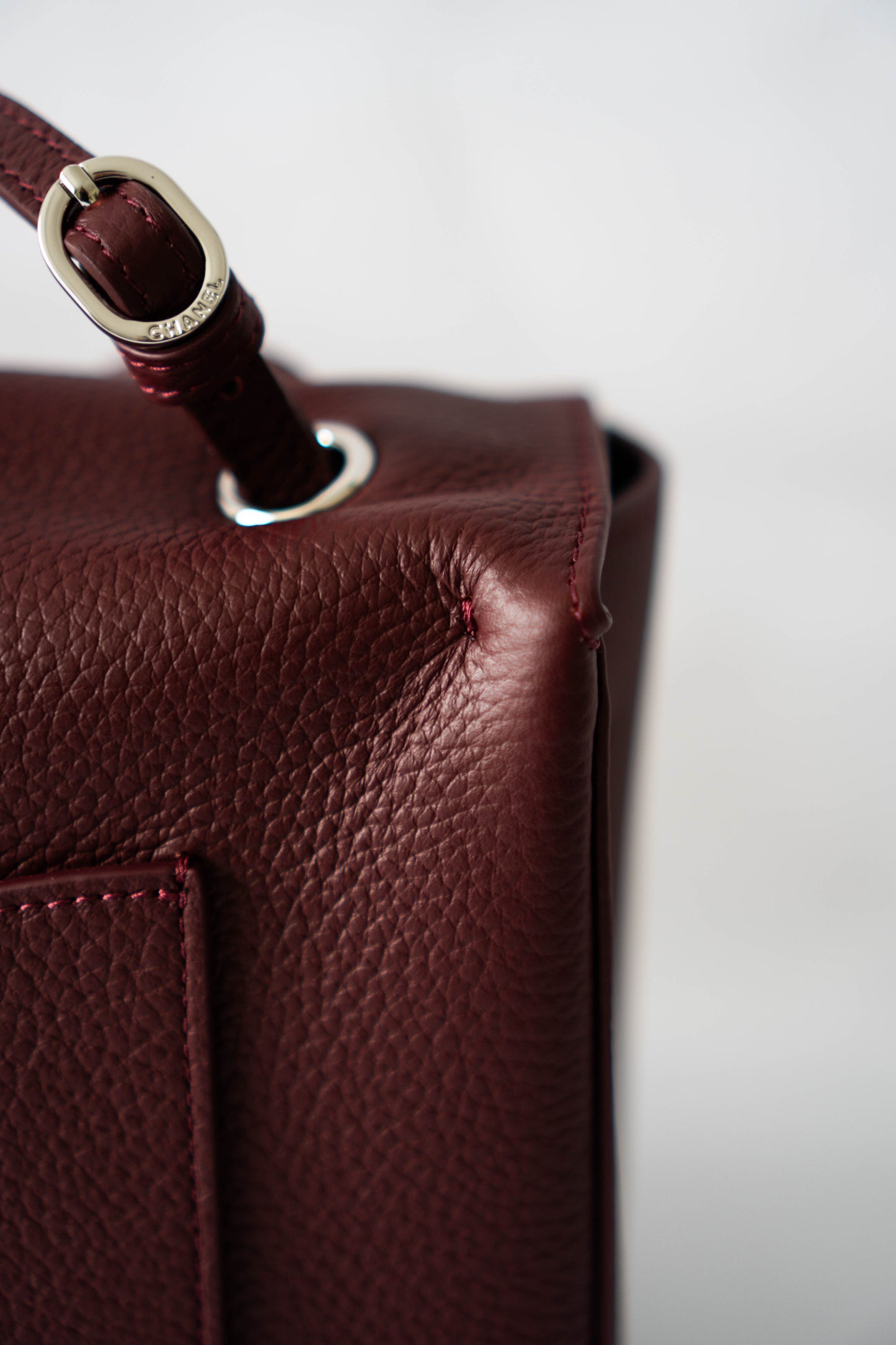 Maxi "Souplissimo" Flap Bag – Burgundy Caviar with Silver Hardware