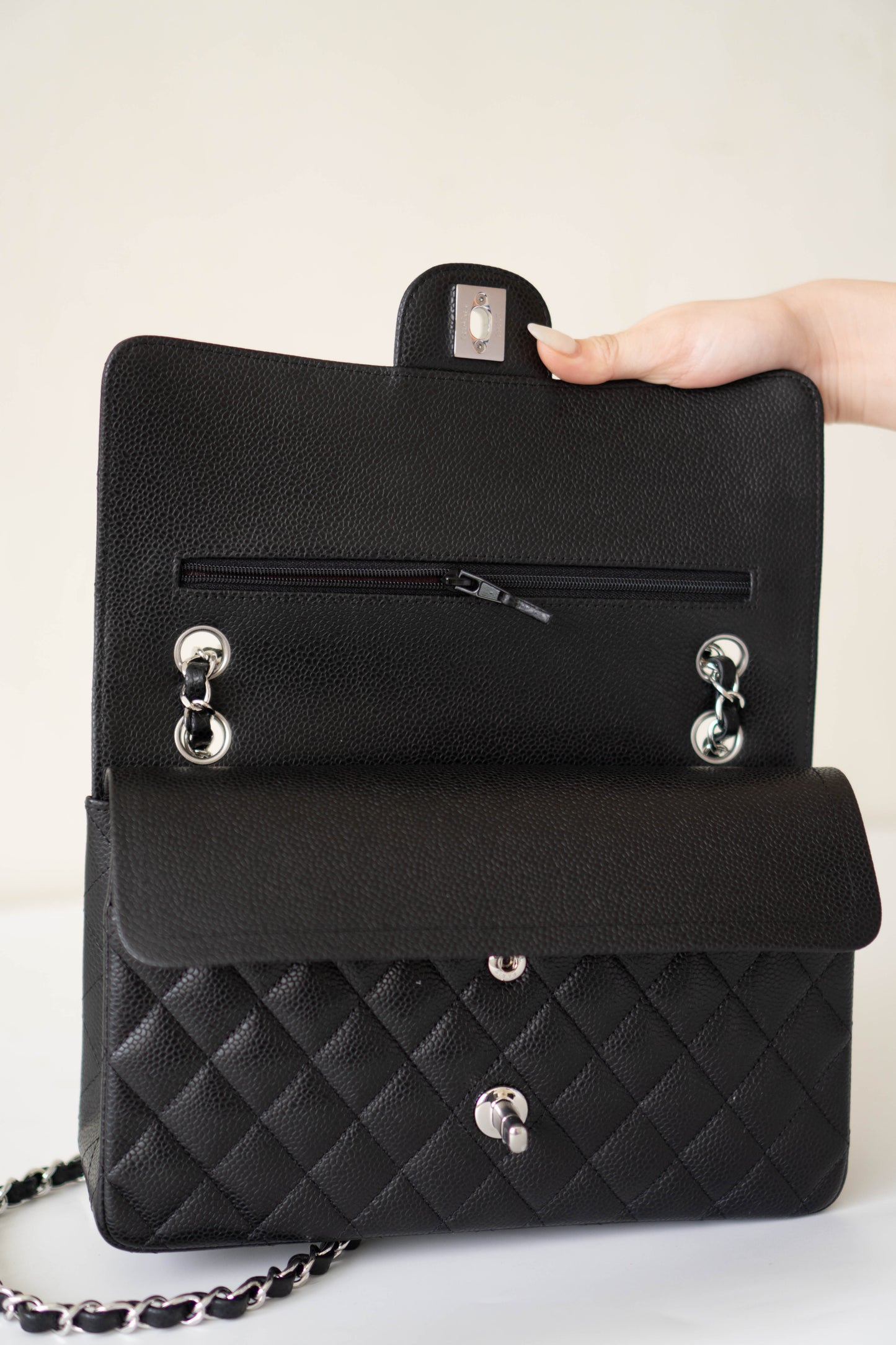 Classic Flap Medium – Black Caviar Leather with Silver Hardware