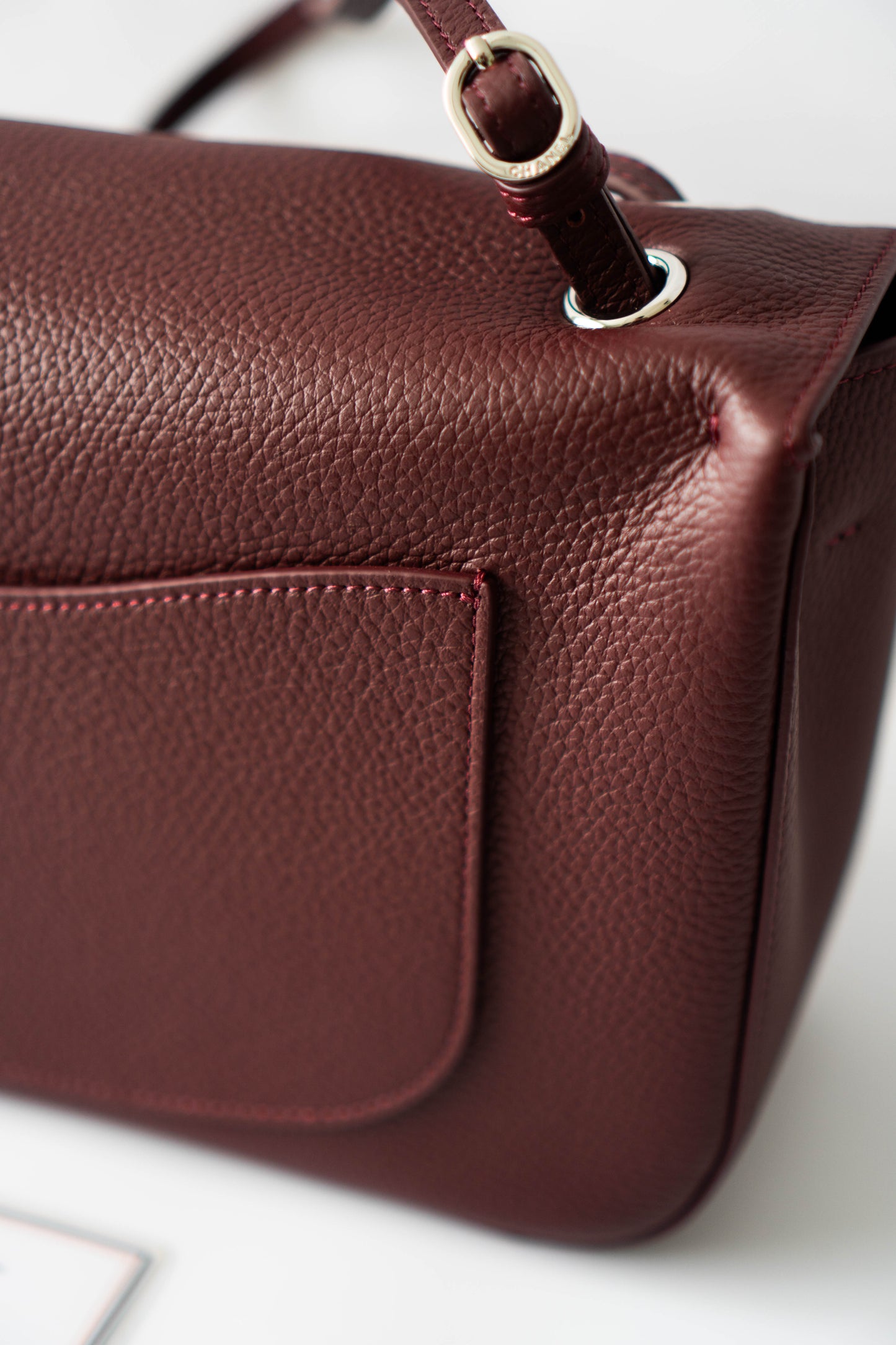 Maxi "Souplissimo" Flap Bag – Burgundy Caviar with Silver Hardware