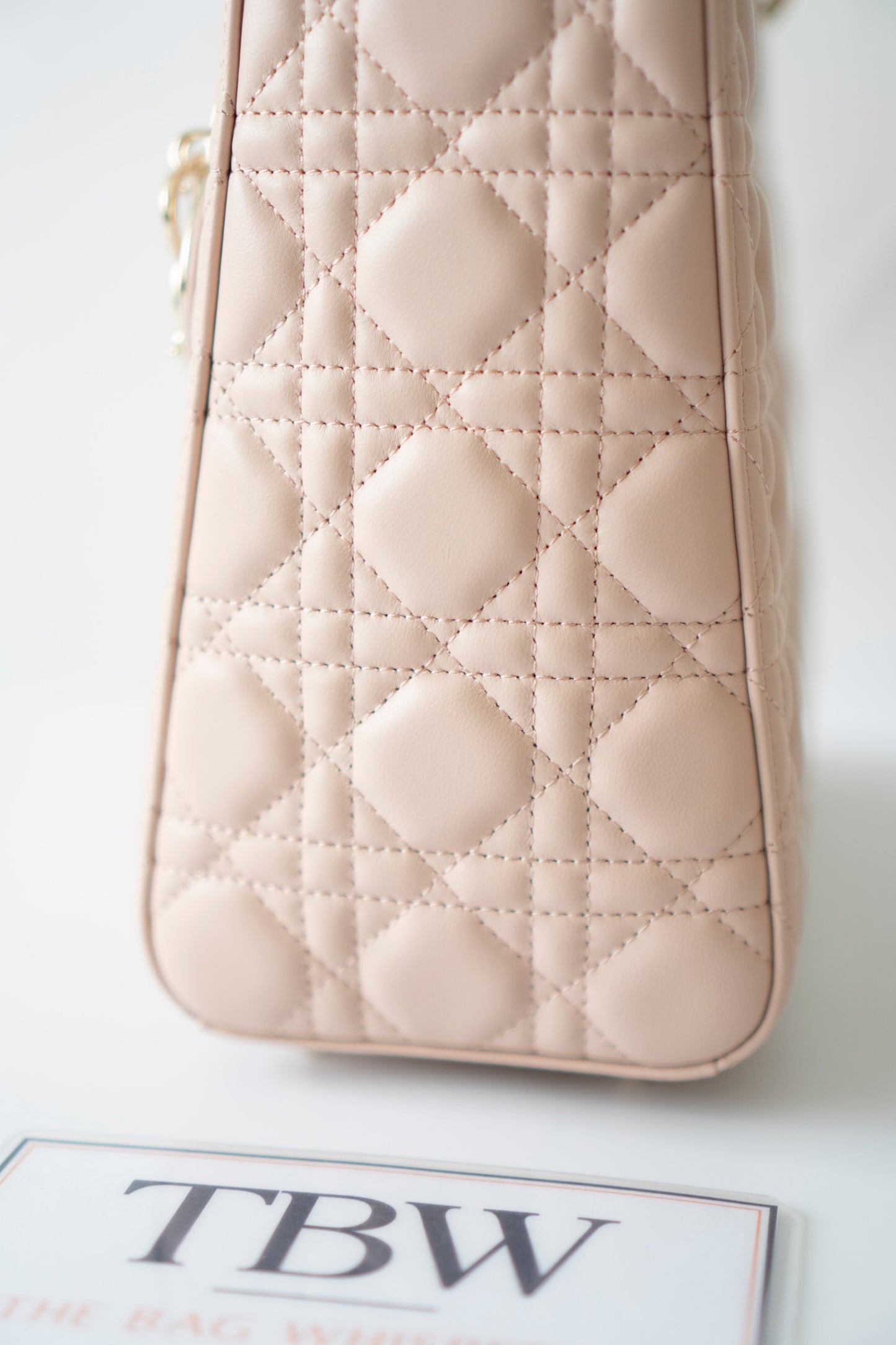 Lady D Medium – Powder Pink Lambskin with Light Gold Hardware