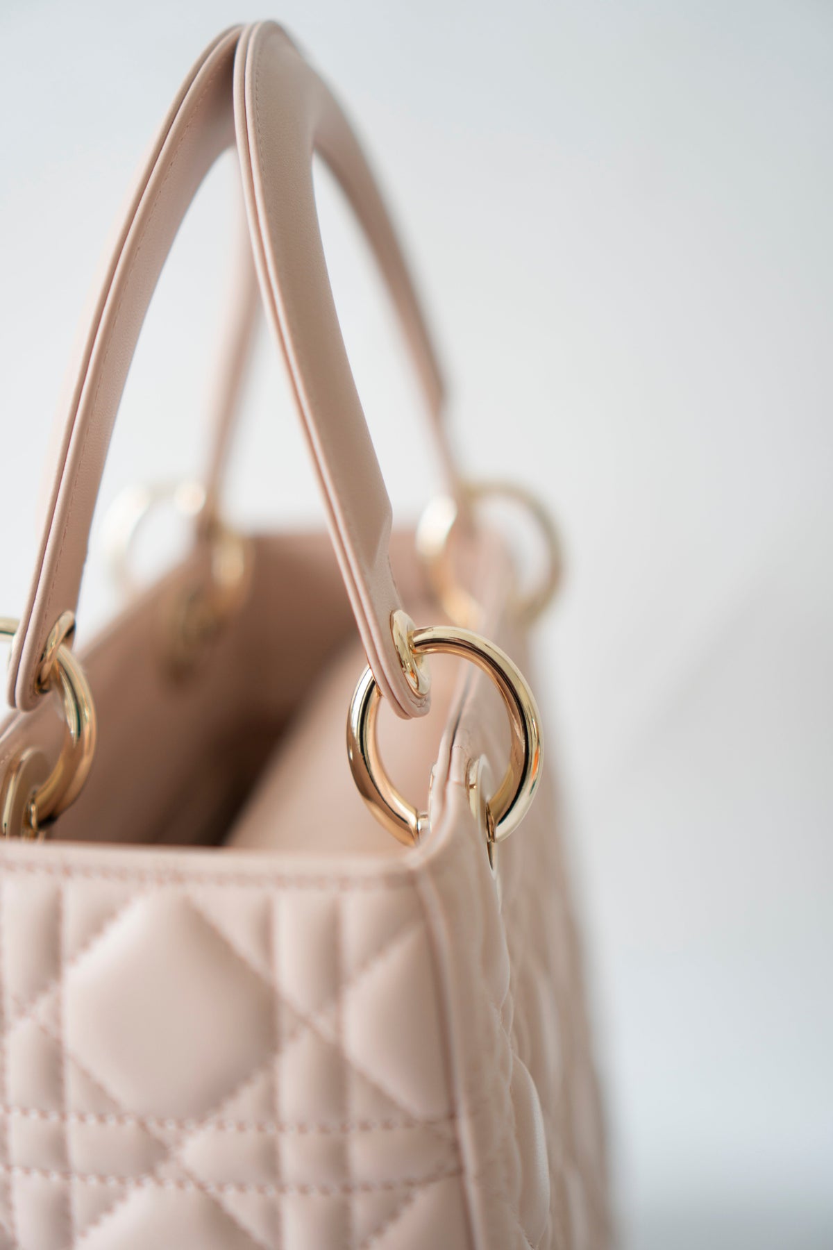 Lady D Medium – Powder Pink Lambskin with Light Gold Hardware