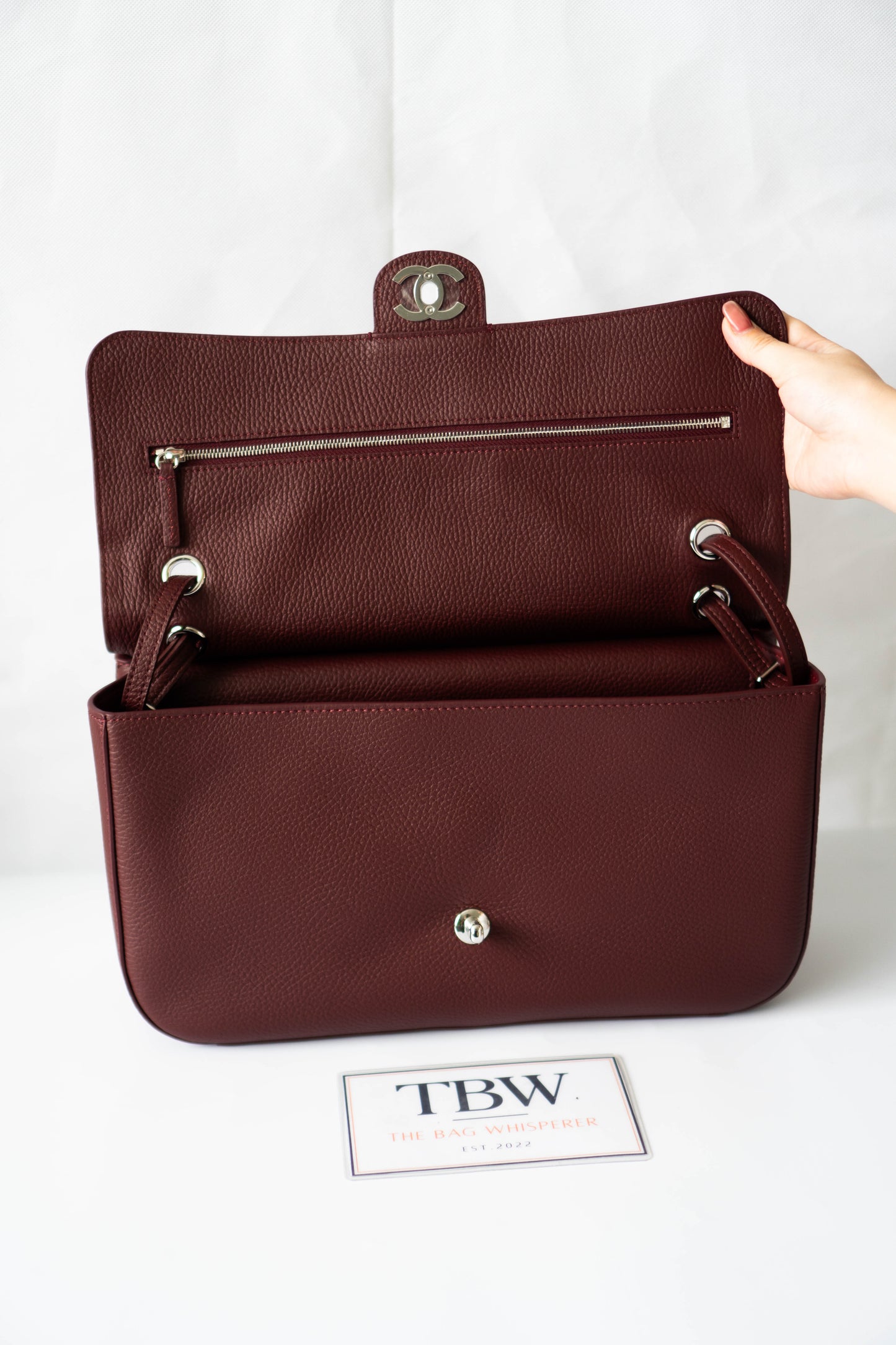 Maxi "Souplissimo" Flap Bag – Burgundy Caviar with Silver Hardware