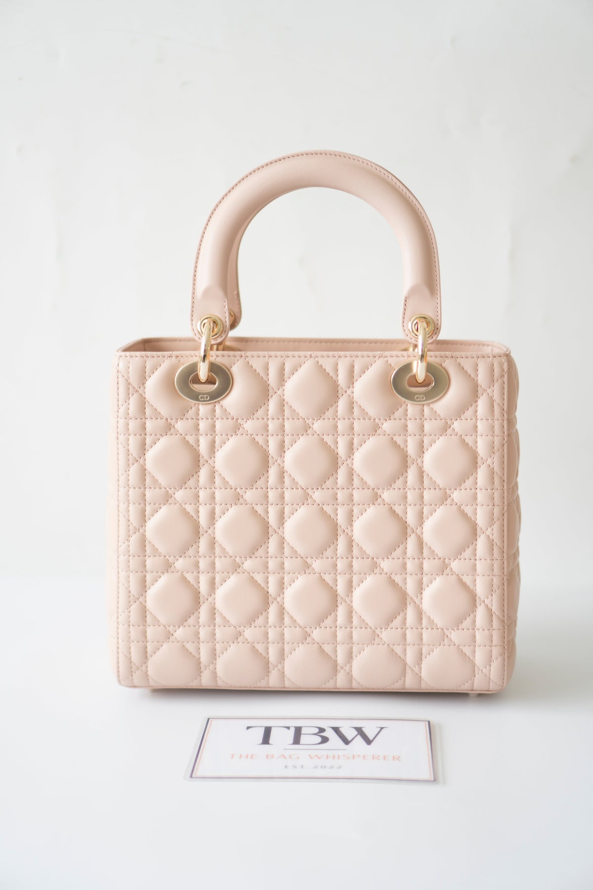 Lady D Medium – Powder Pink Lambskin with Light Gold Hardware